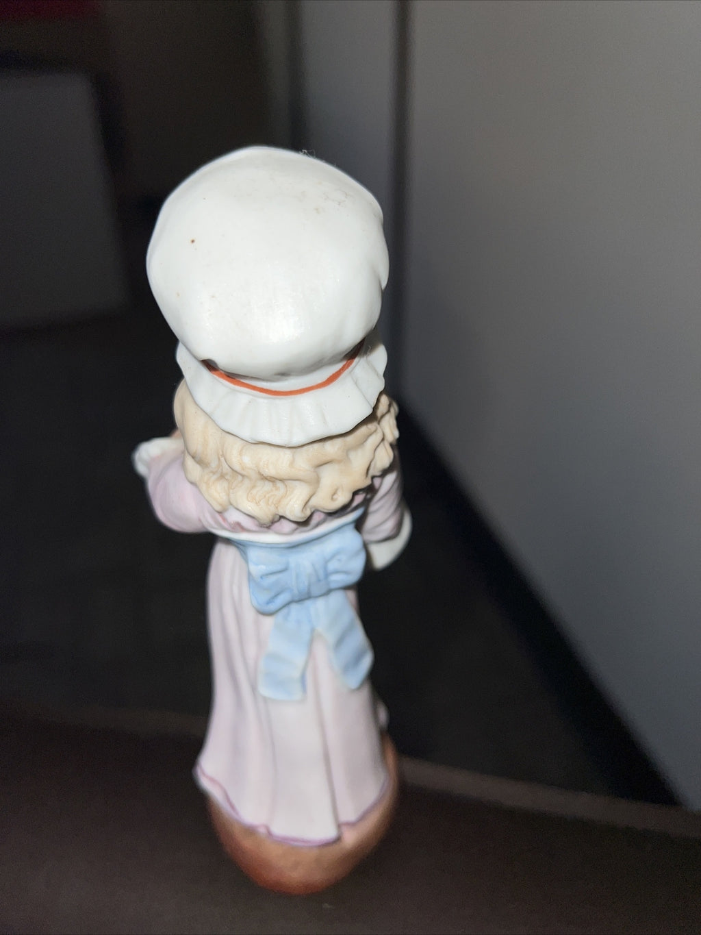 6.5” Vintage Bisque Painted Girl In Dress Figurine2
