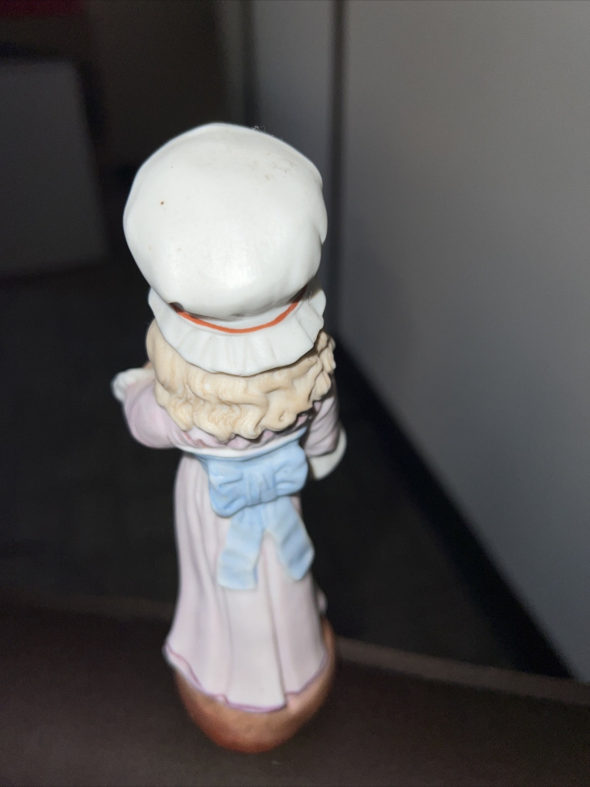 6.5” Vintage Bisque Painted Girl In Dress Figurine2