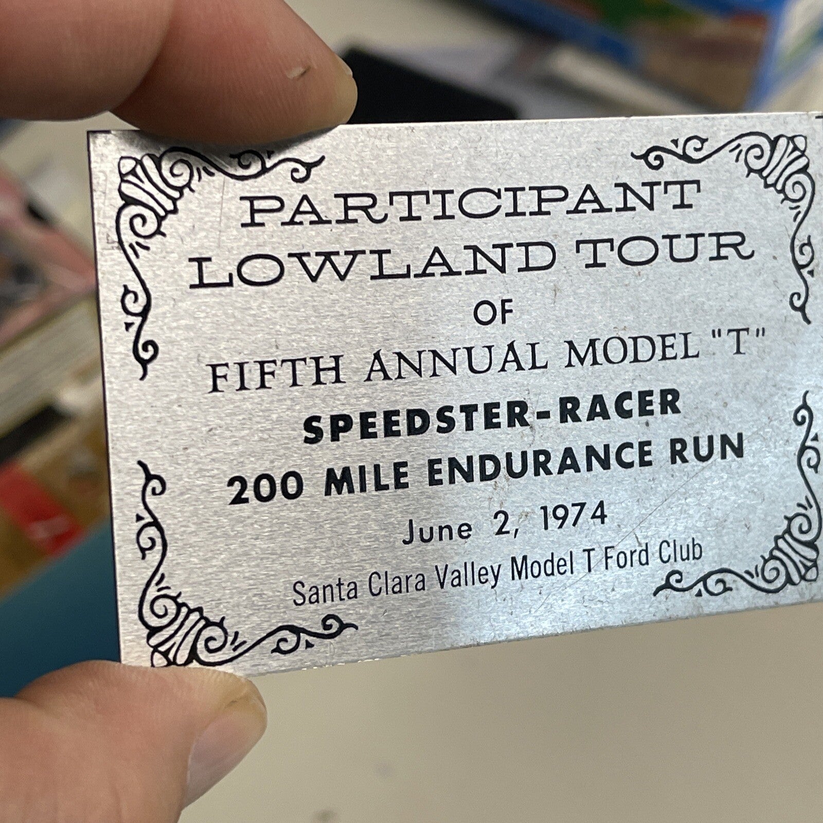 Vintage 1974 MODEL T FORD Speedster 200 Mile Endurance Run Badge ORIGINAL1