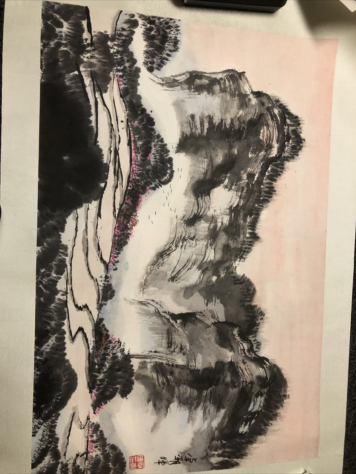 Lot 2: Vintage Japanese Scroll With Box Landscapes Signed Rolled5