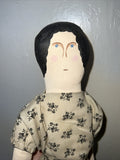 19” Vintage Painted Hand Made Cloth Doll0