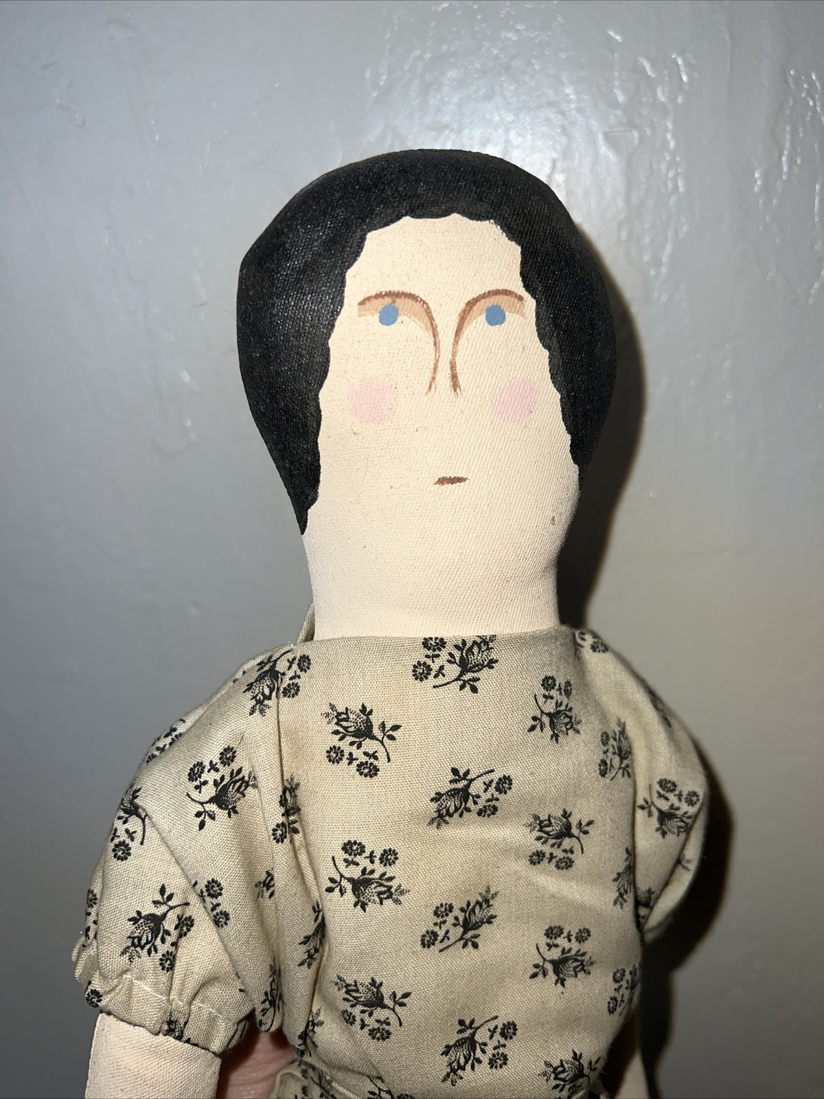 19” Vintage Painted Hand Made Cloth Doll0