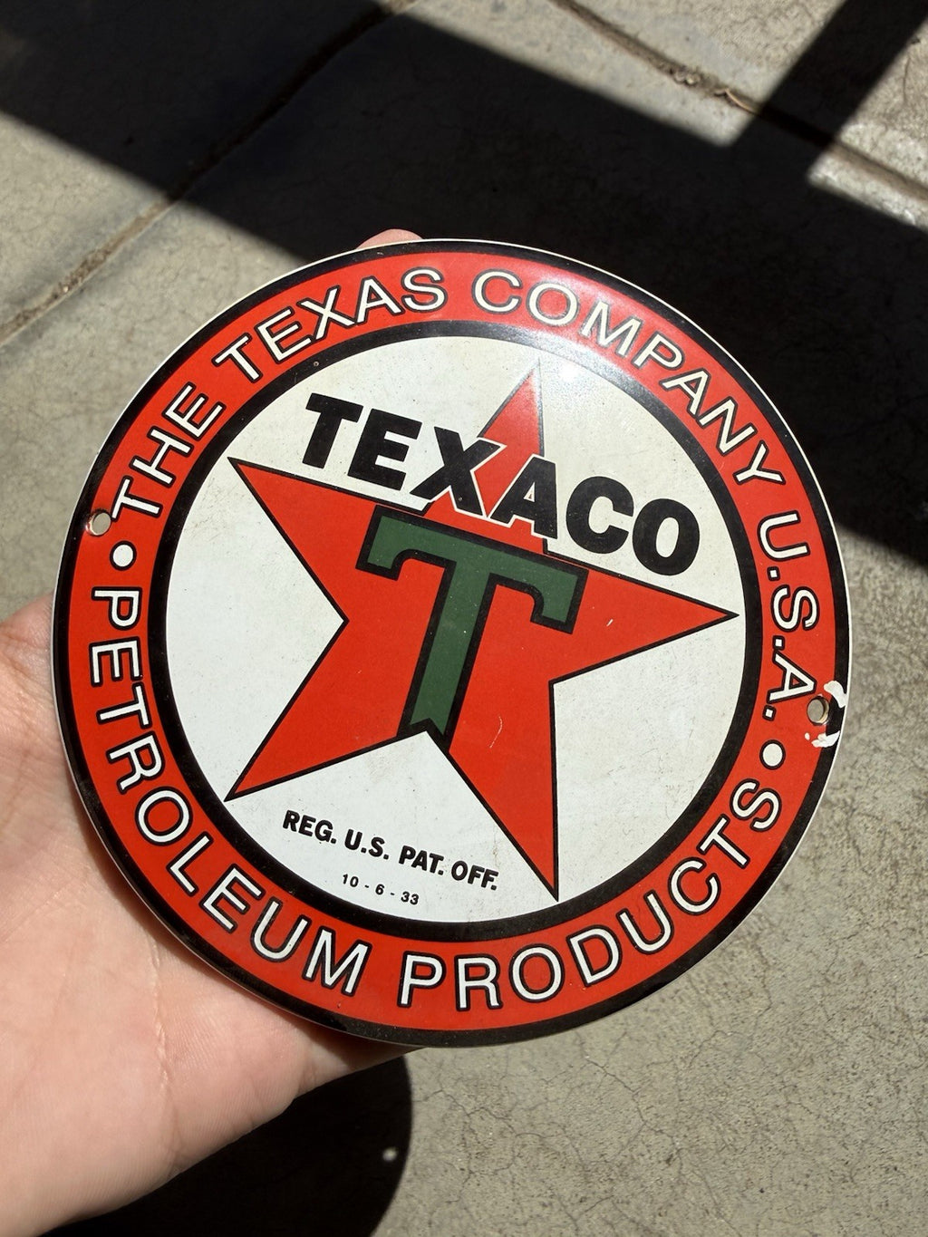 VINTAGE Repro TEXACO MOTOR OIL PORCELAIN GASOLINE SIGN PUMP PLATE1