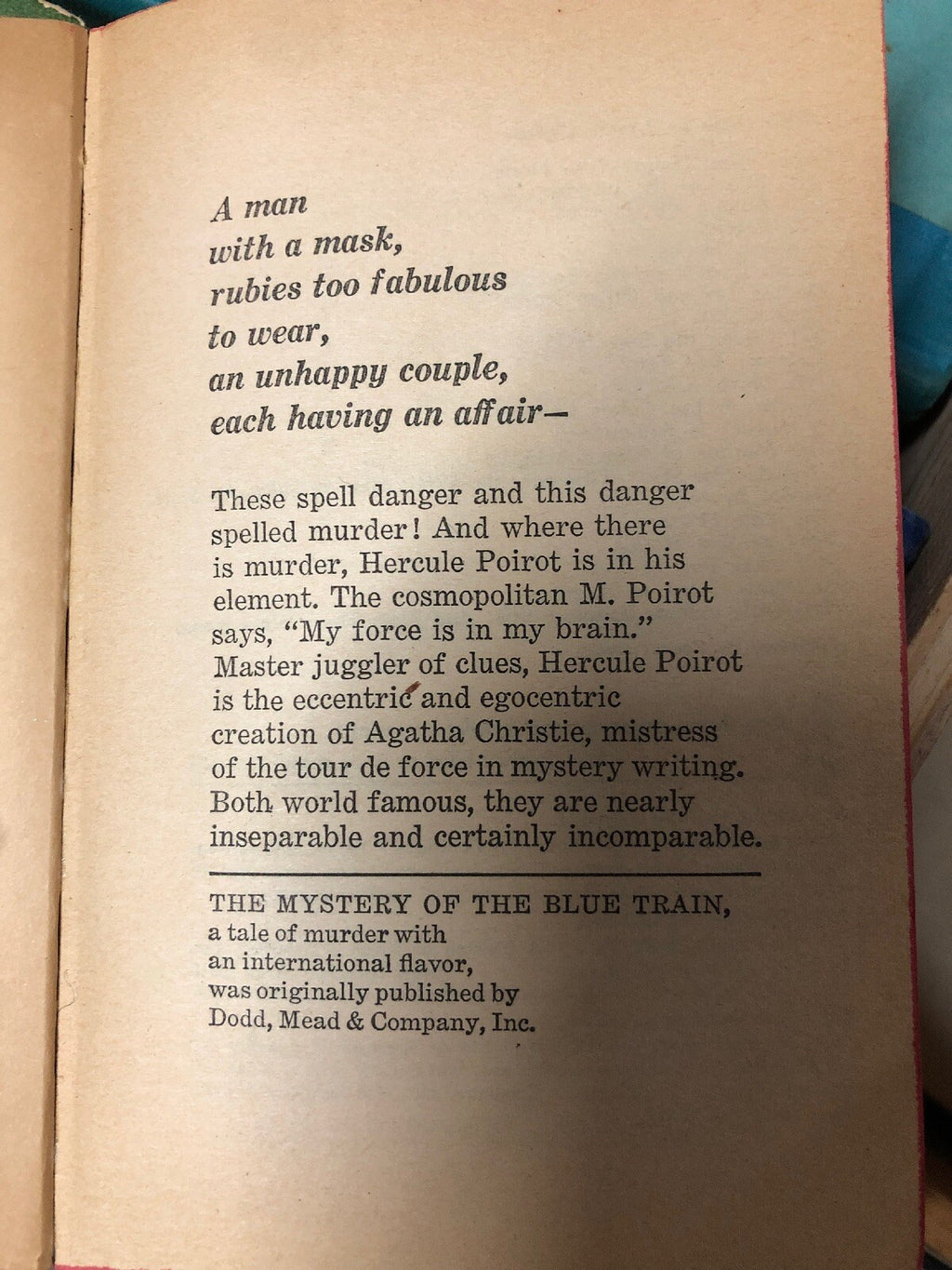 Agatha Christie Mystery Novel; The Mystery of the blue train3