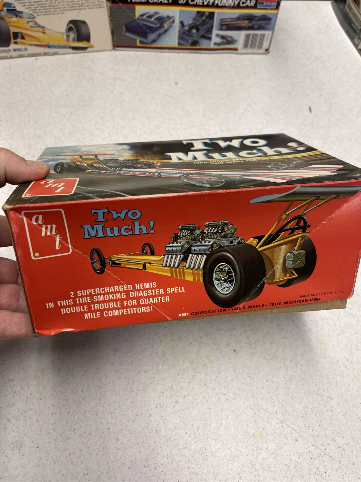 Original 1973 AMT T400 TWO MUCH DRAGSTER model kit Complete Unbuilt4
