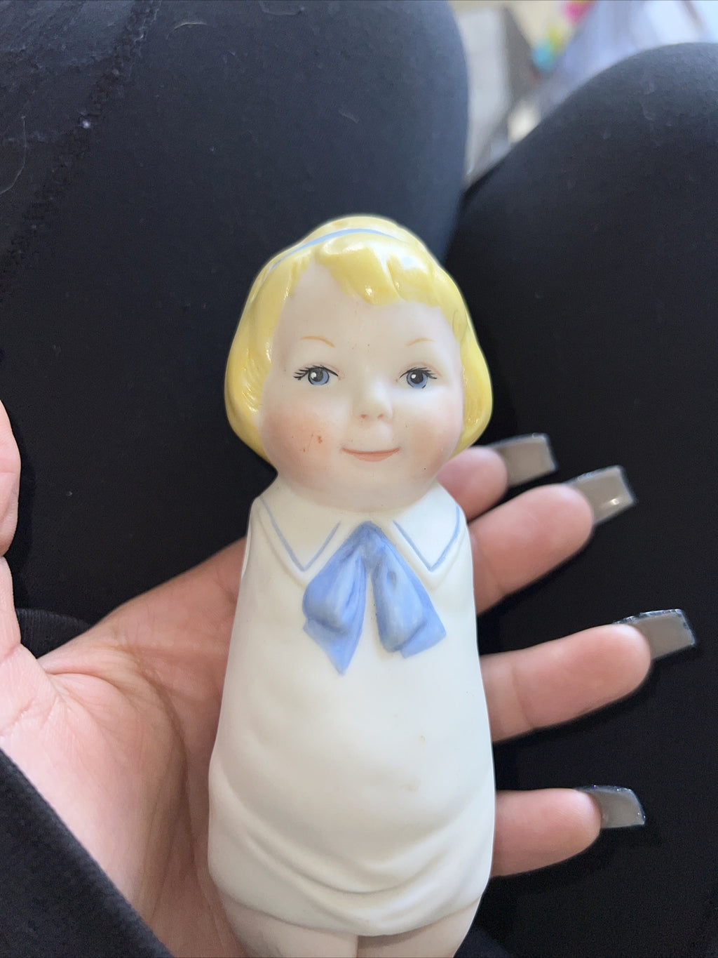 Vintage Antique All Bisque Toddler Doll Figure 6” Armless6