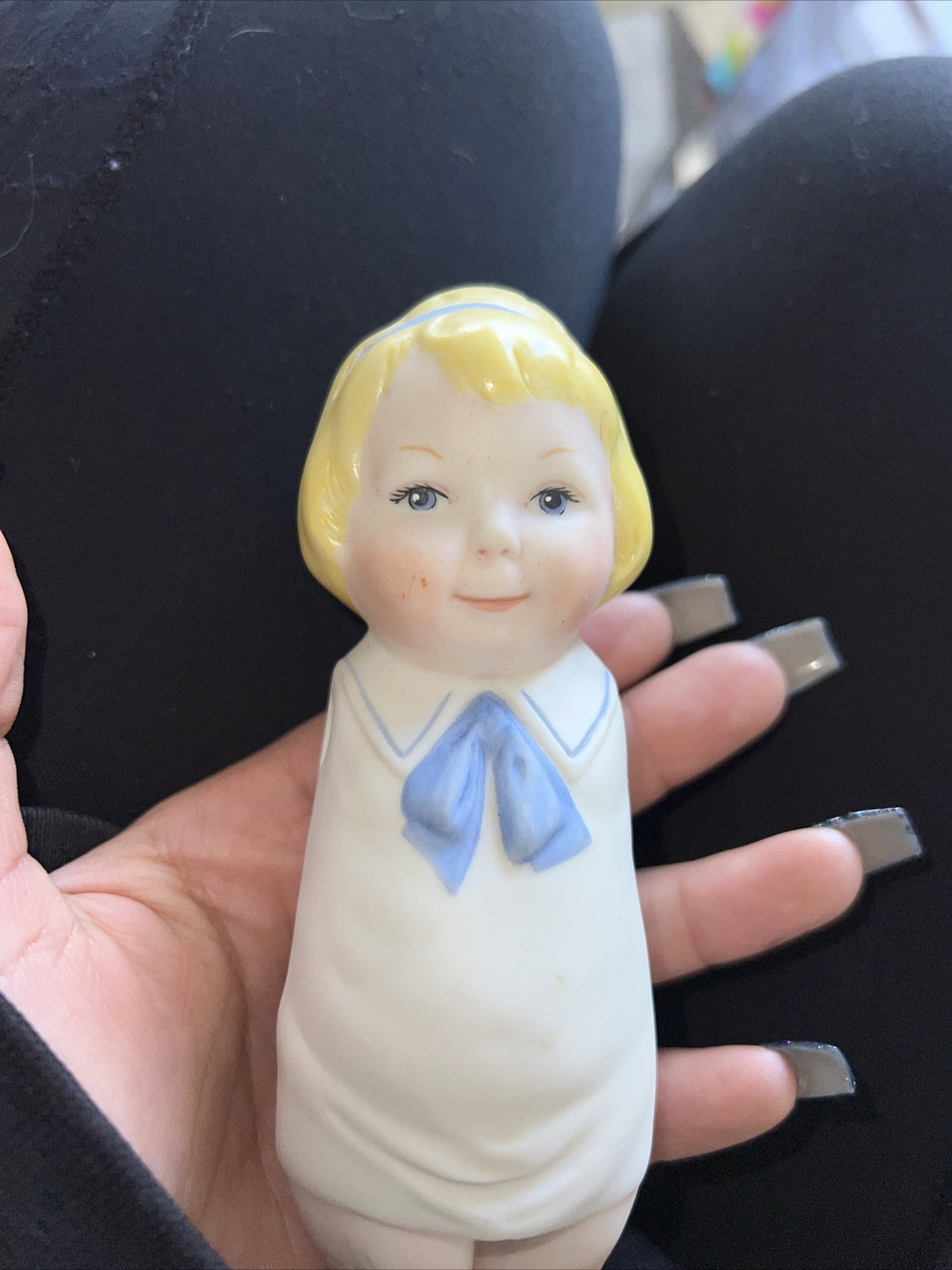 Vintage Antique All Bisque Toddler Doll Figure 6” Armless6