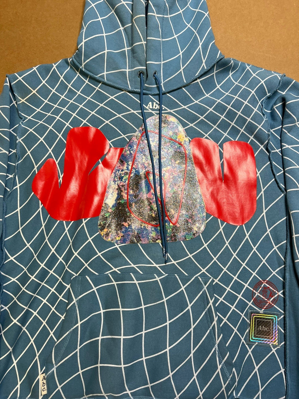 RARE Advisory Board Crystals XXL Hoodie Blue Grid 3D Streetwear Pullover ABC1