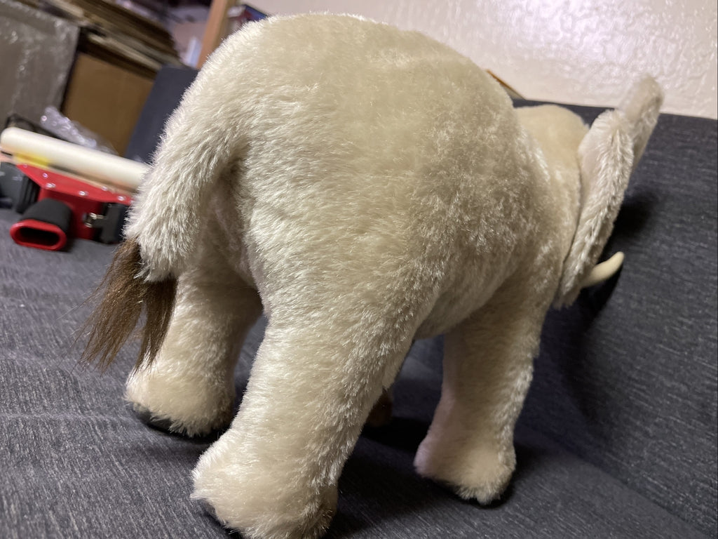VTG STEIFF Original  White Elephant Germany w/Button Tag RARE Trunk Up7