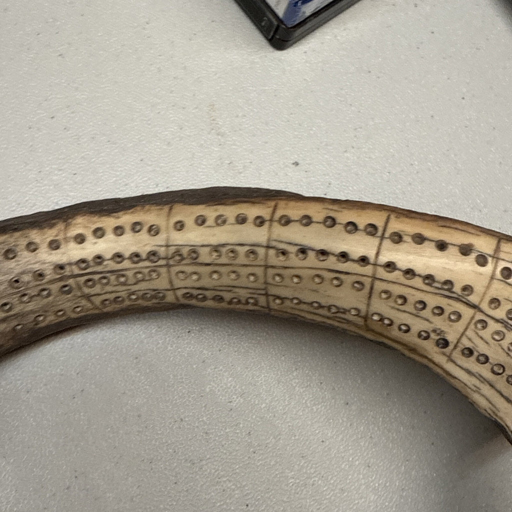 Unique and Rare Elk Antler Carved Cribbage Board Sculpture !!!  21”2