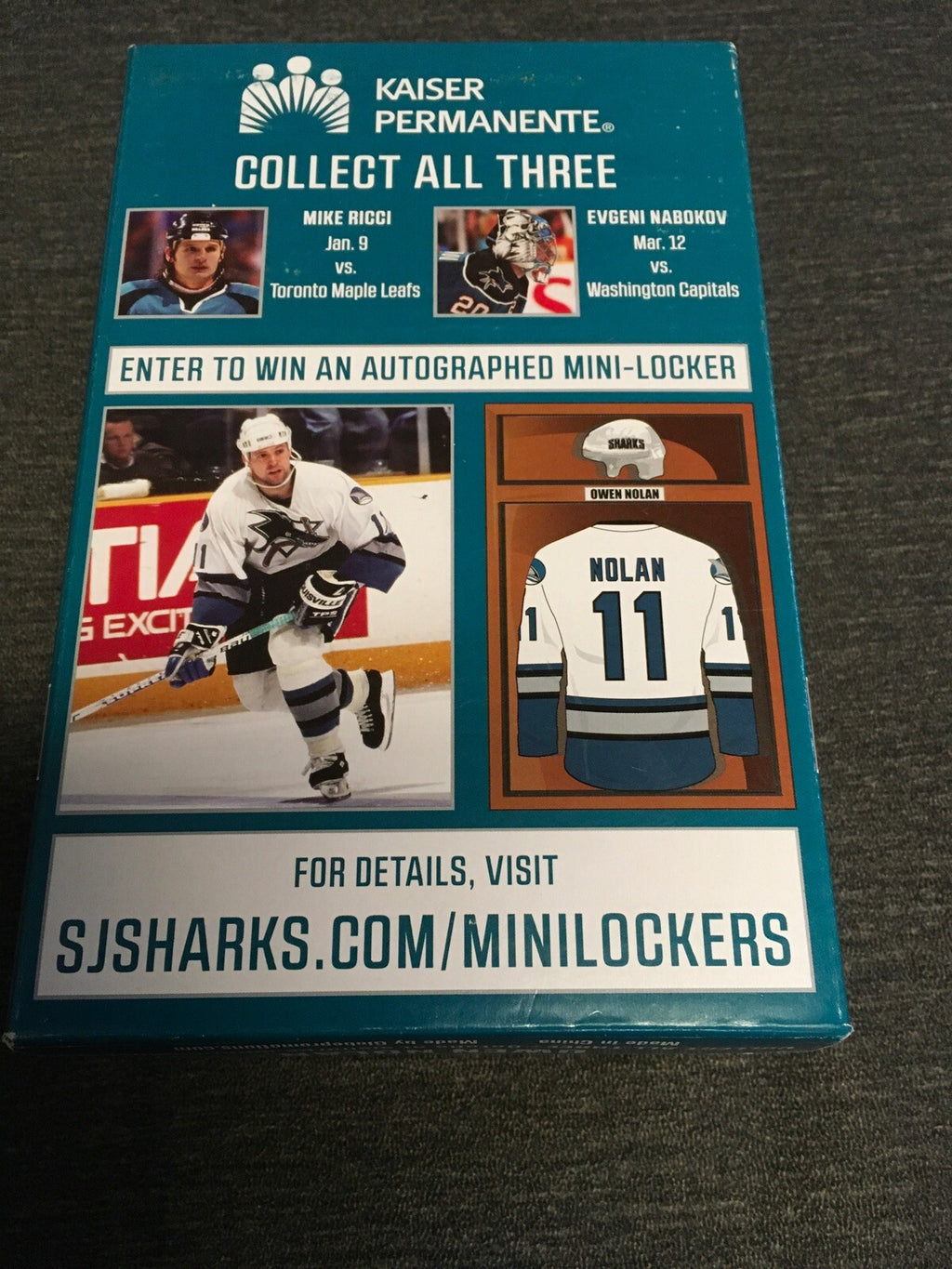 Owen Nolan 11 Mini Locker Series San Jose Sharks 25th Anniversary NHL Souvenir1
