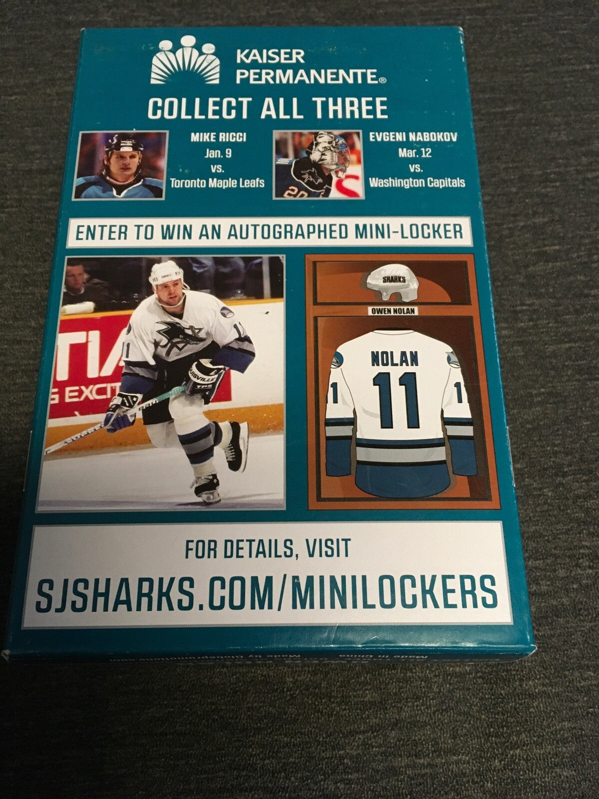 Owen Nolan 11 Mini Locker Series San Jose Sharks 25th Anniversary NHL Souvenir1