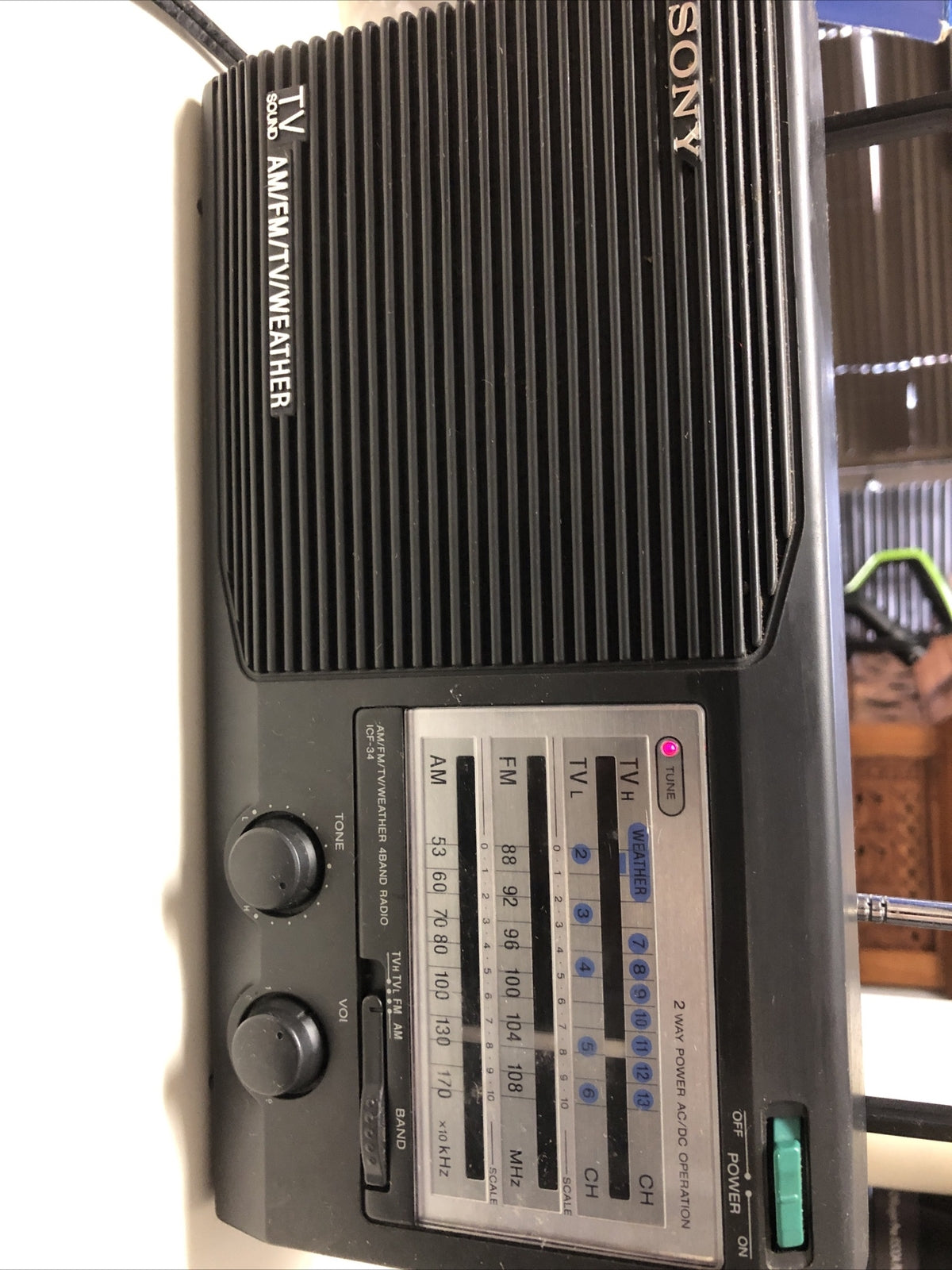 Vintage Sony ICF-34 Portable Radio 4 Band AM/FM/Weather/TV Tested & Working1