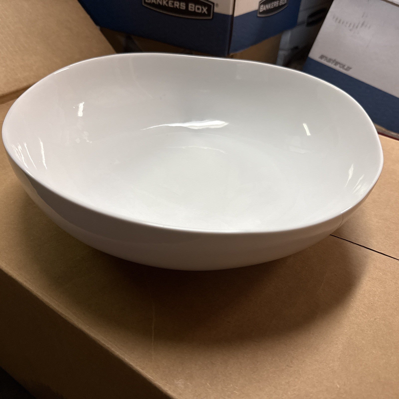 Large 13” West Elm  Organic Pasta Bread Fruit Bowl White0