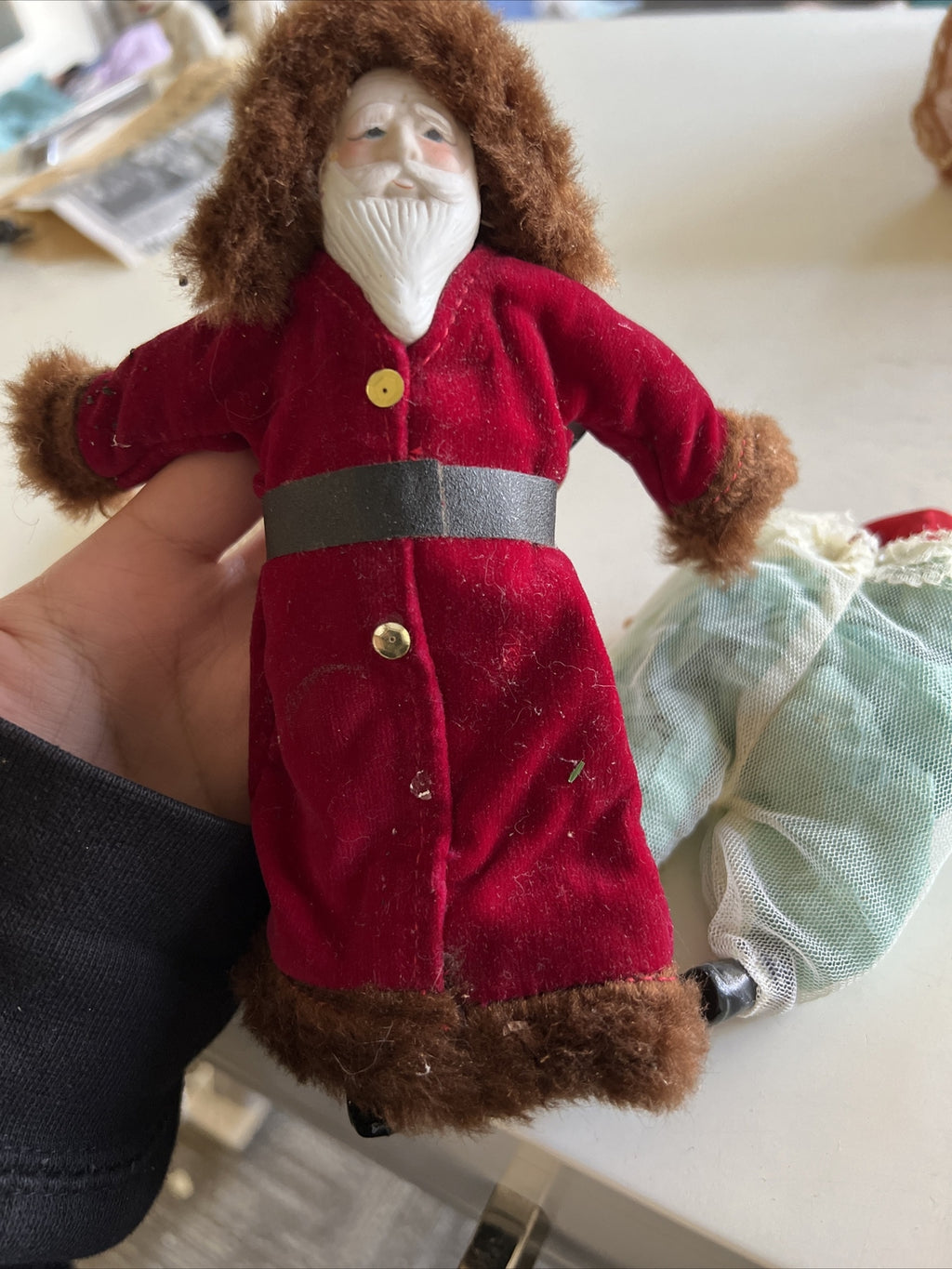 Vintage Santa Claus Set One Bisque Two Santa Bags5