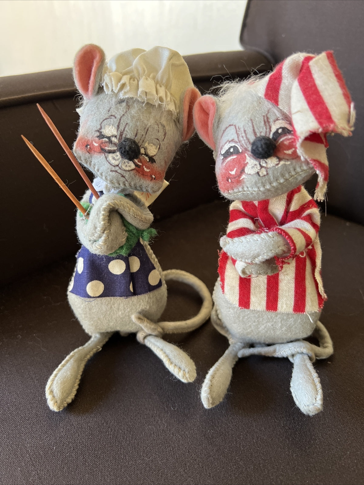 Vintage Annalee Mobilitee Dolls Mr. & Mrs. Bunny 6”Standing figurines RARE! Felt1