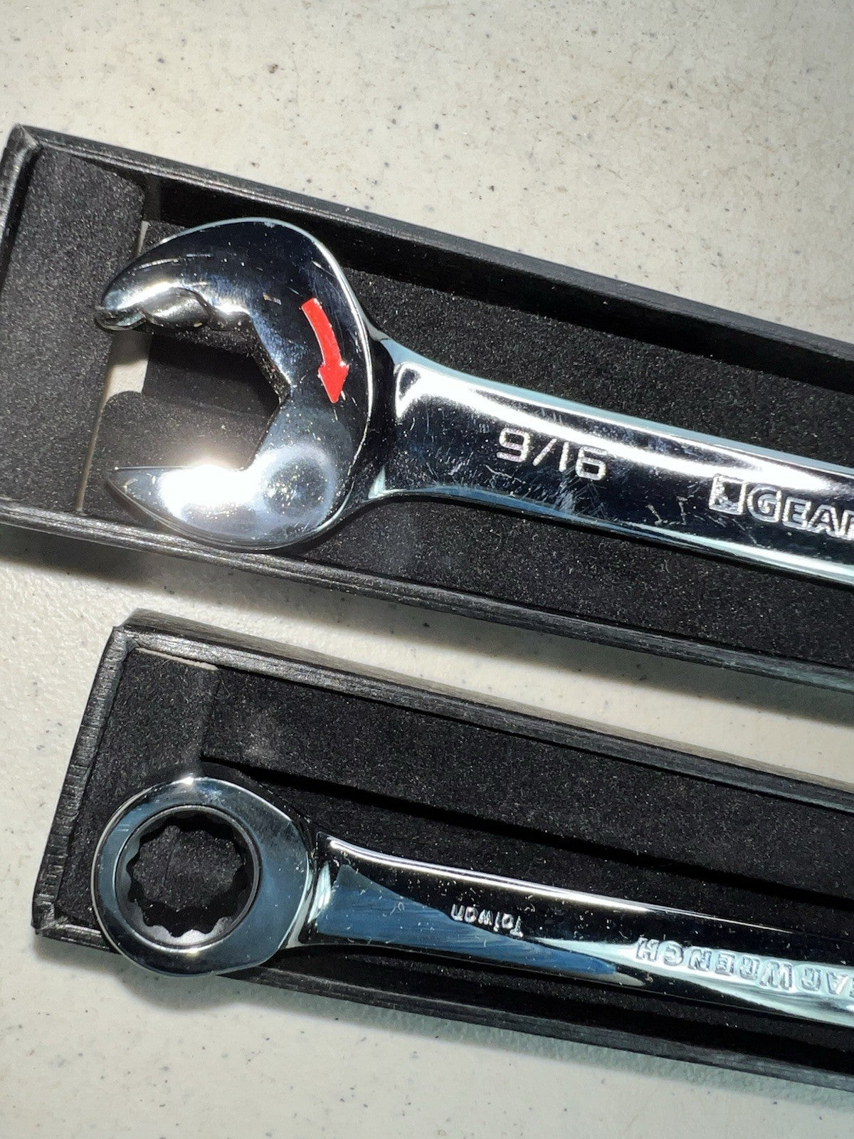 GEARWRENCH 9/16" & 7/16" SAE Ratcheting Combo Wrenches Chrome USA2