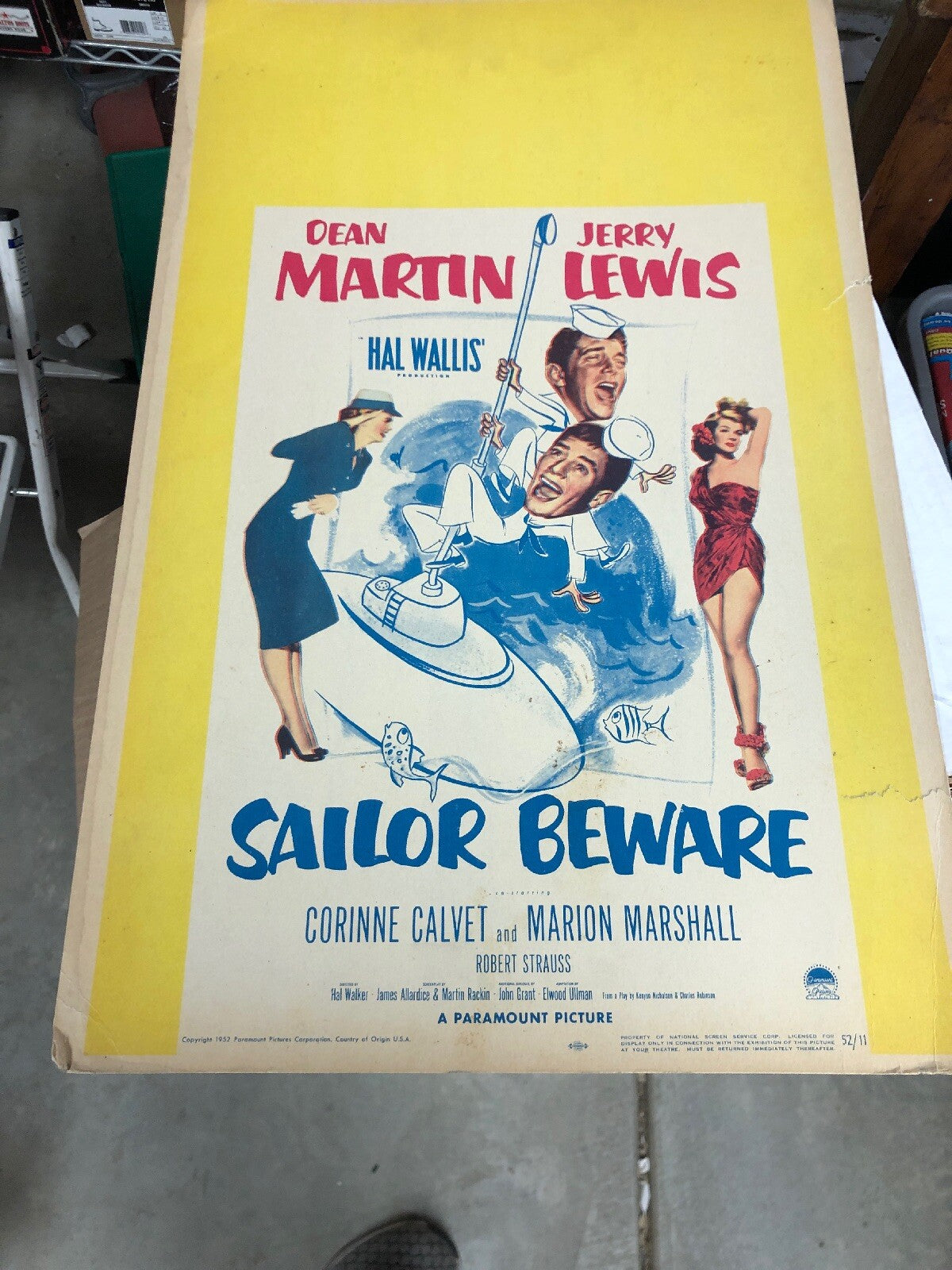 1952 MGM Movie Poster Board 22x14 SAILORS BEWARE! Dean Martin & Jerry Lewis0