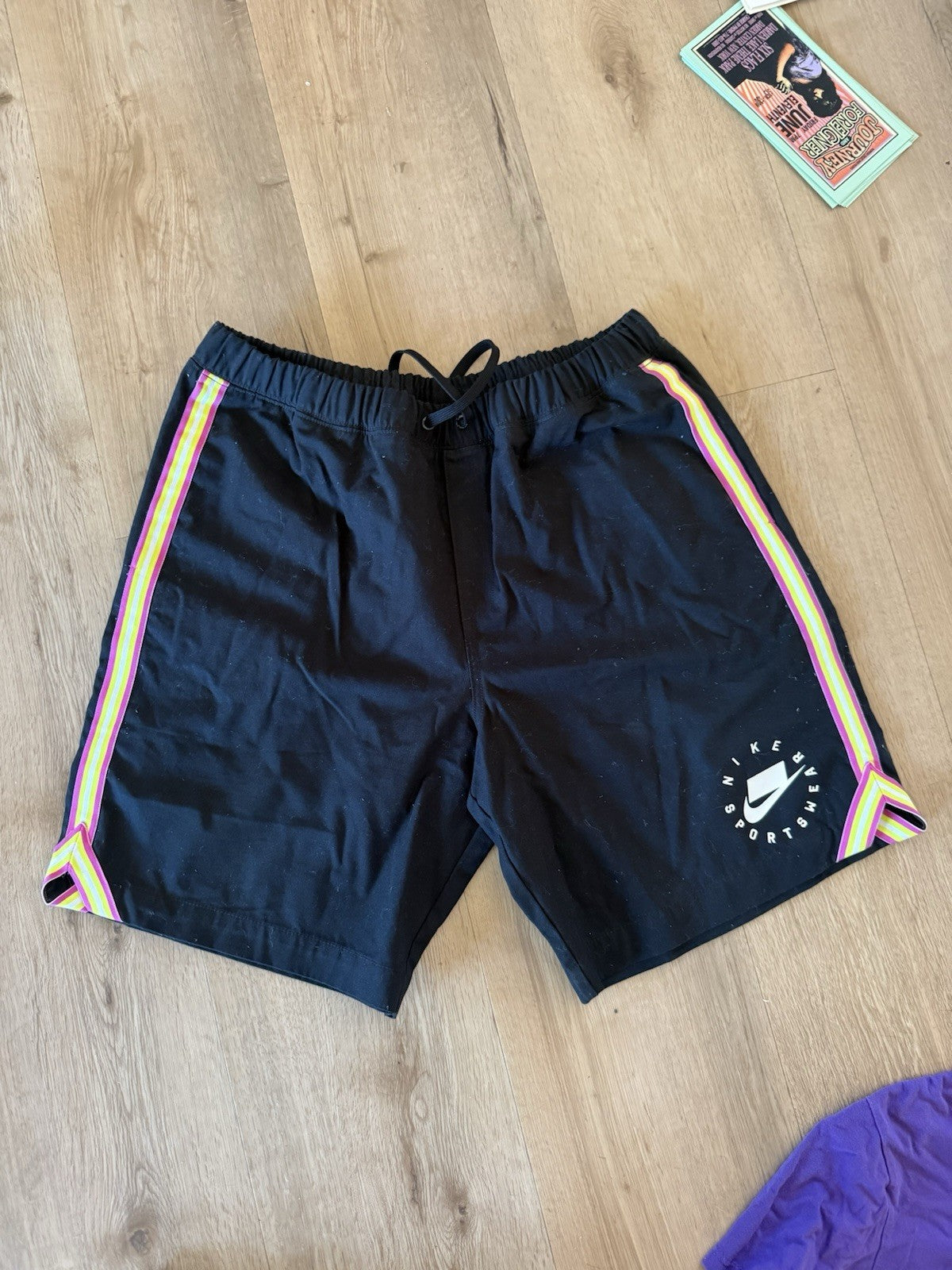 NIKE NSW SPORTSWEAR WMNS CANVAS SHORTS AR3010-010 Sz L BLACK NWOT0