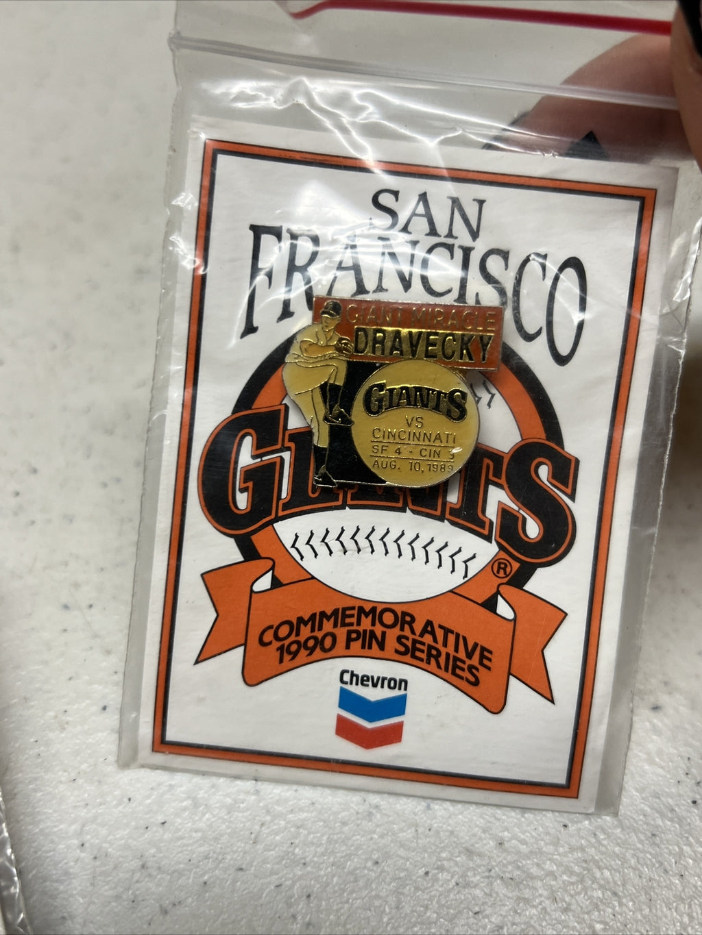 2 1990 Chevron Dave Dravecky Giants Miracle San Francisco Giants Lapel-Hat Pins3