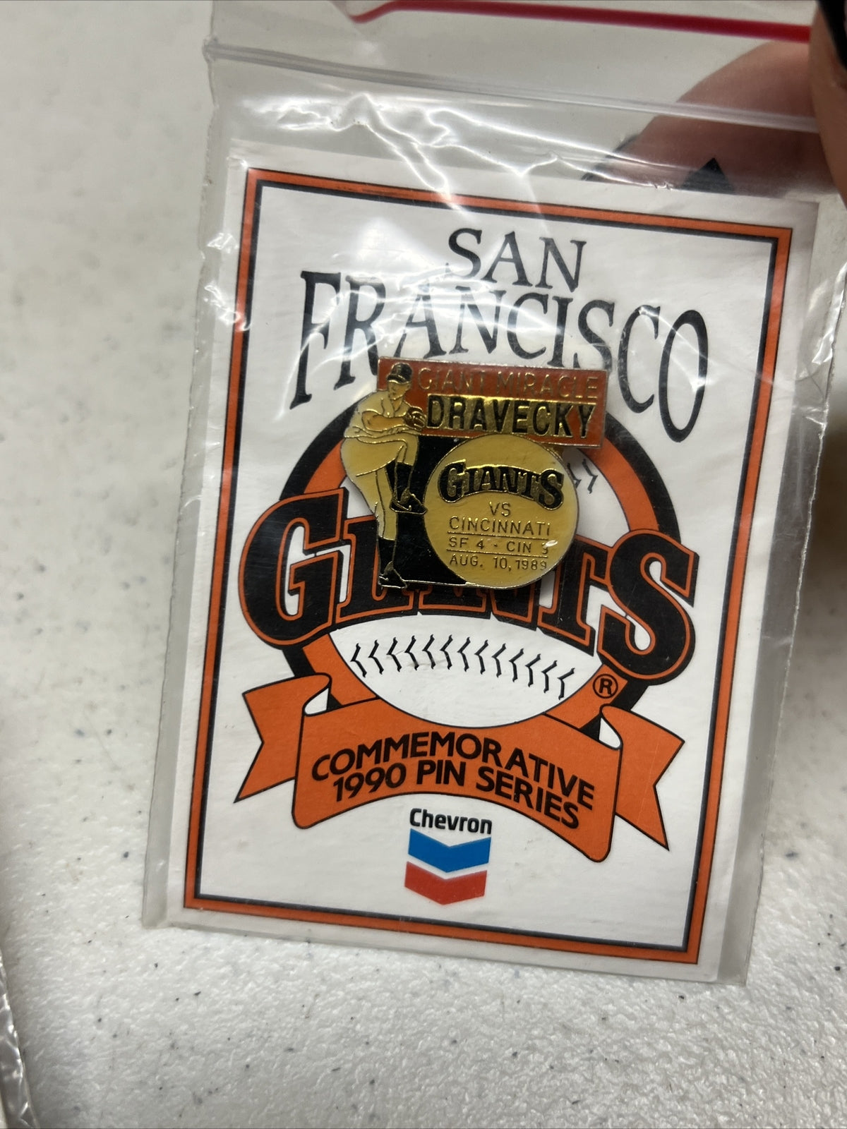 2 1990 Chevron Dave Dravecky Giants Miracle San Francisco Giants Lapel-Hat Pins3