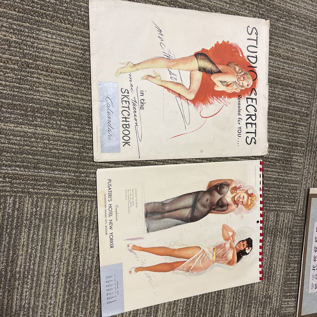 VINTAGE 1954 PIN UP Calendar Complete 12 MONTH Earl Mac Pherson Sketchbook 12.5"0