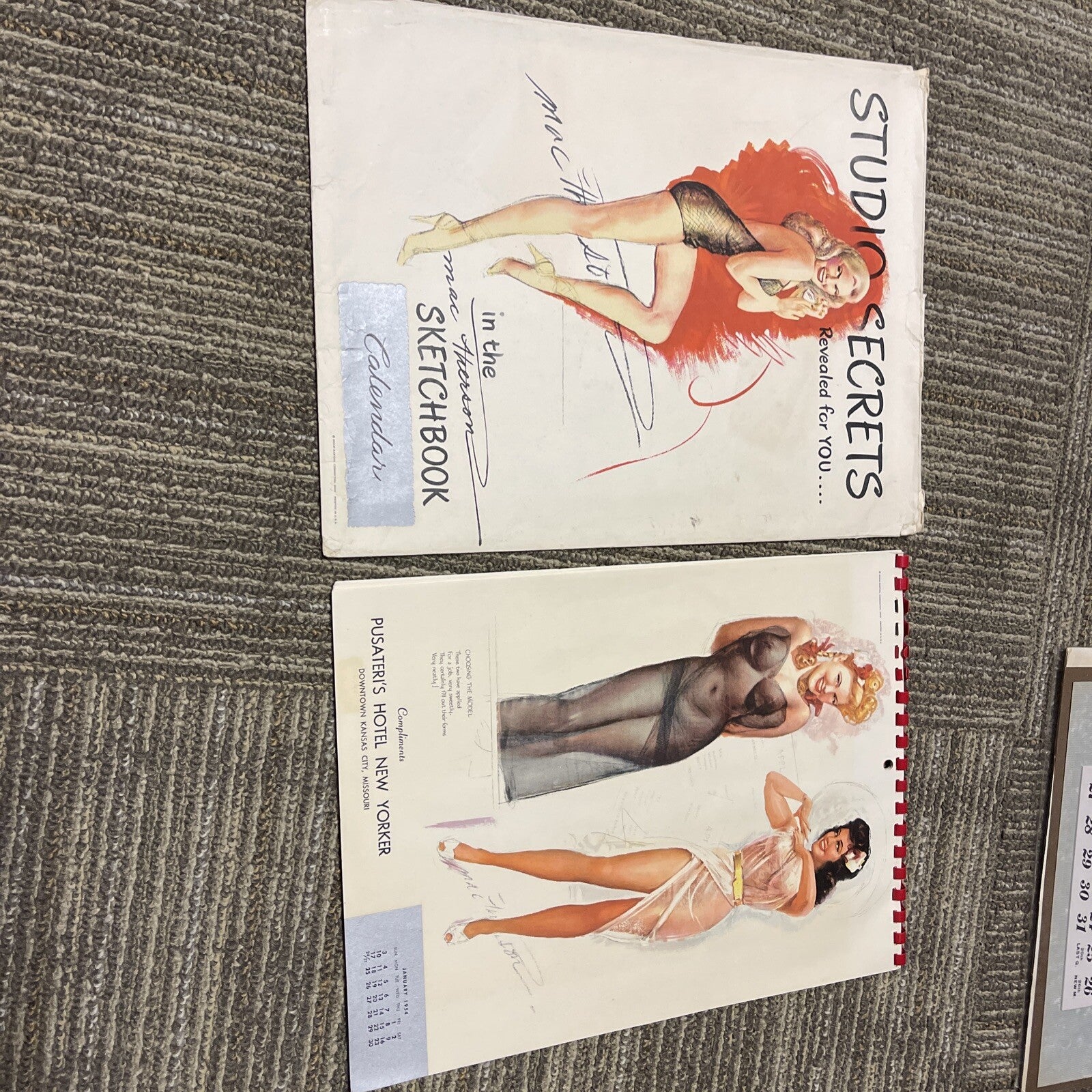 VINTAGE 1954 PIN UP Calendar Complete 12 MONTH Earl Mac Pherson Sketchbook 12.5"0