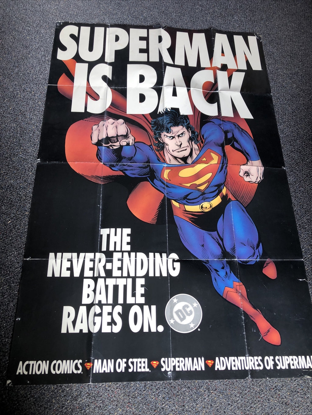 Superman is Back 1993 Never Ending Battle Man of Steel DC Comics PROMO Poster0