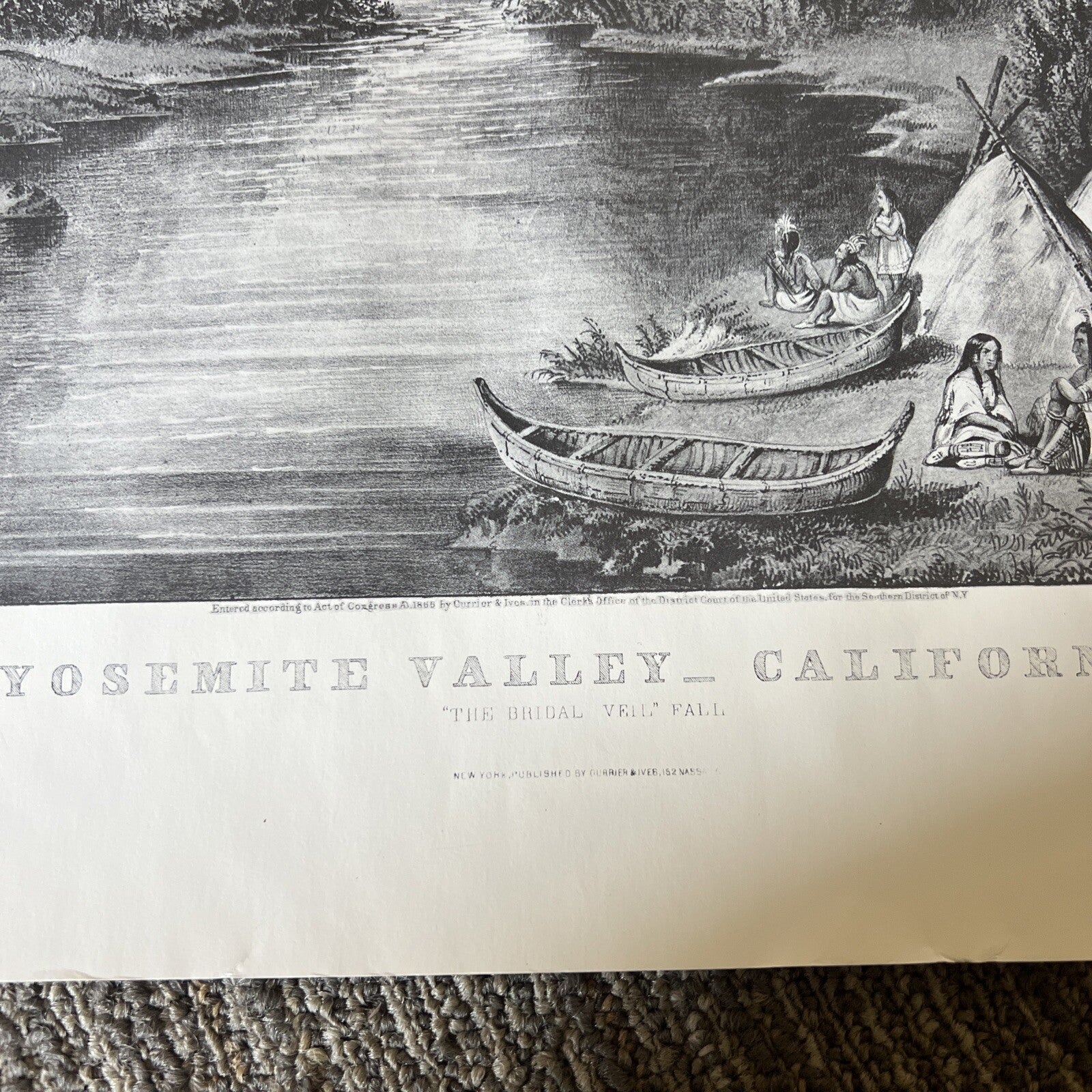 Vintage Yosemite Valley “The Bridal Veil” Fall  Black and White Poster 8