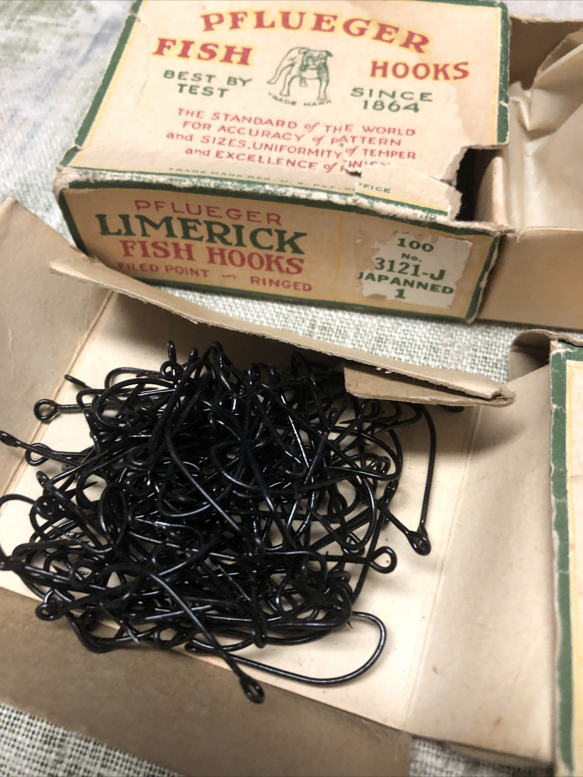 Vintage Lot Of 2 Boxes Pflueger Limerick Fish Hooks1