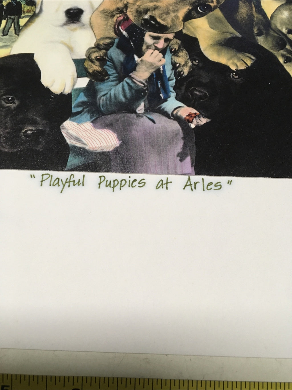 1991 Artist BARRY KITE Signed Print “Playful Puppies At Aries” Pop Art, 14”x11”4