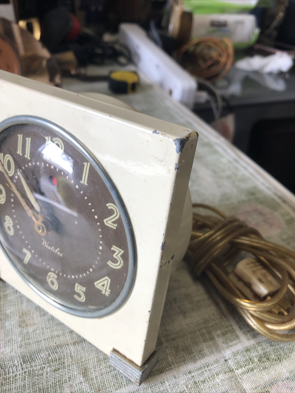 Vintage Westclox Logan Metal Electric Alarm Clock 1948 WORKS2