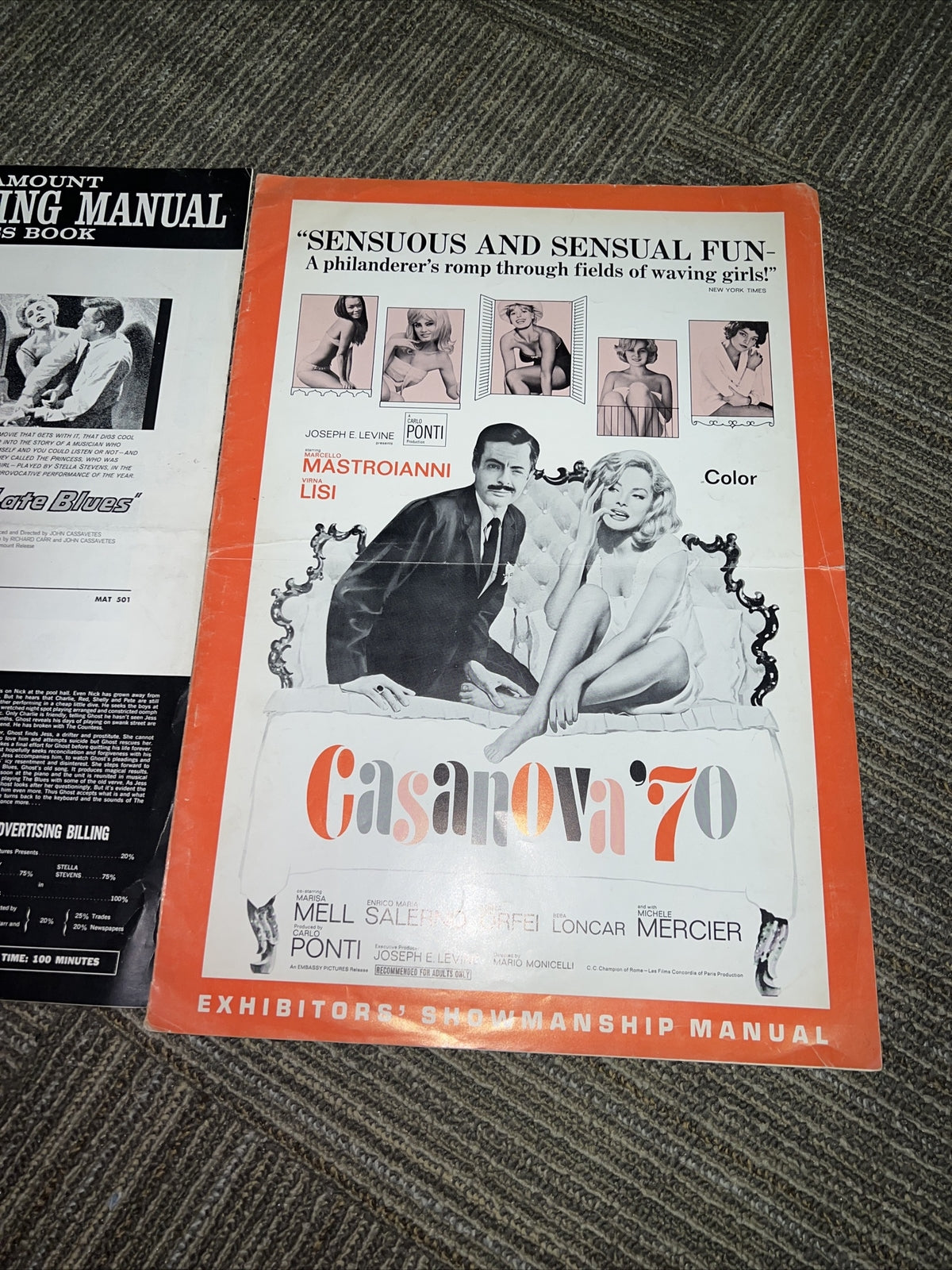 Too Late Blues , Casanova ‘70 , Vintage Film Merchandising Showmanship Manuals 23