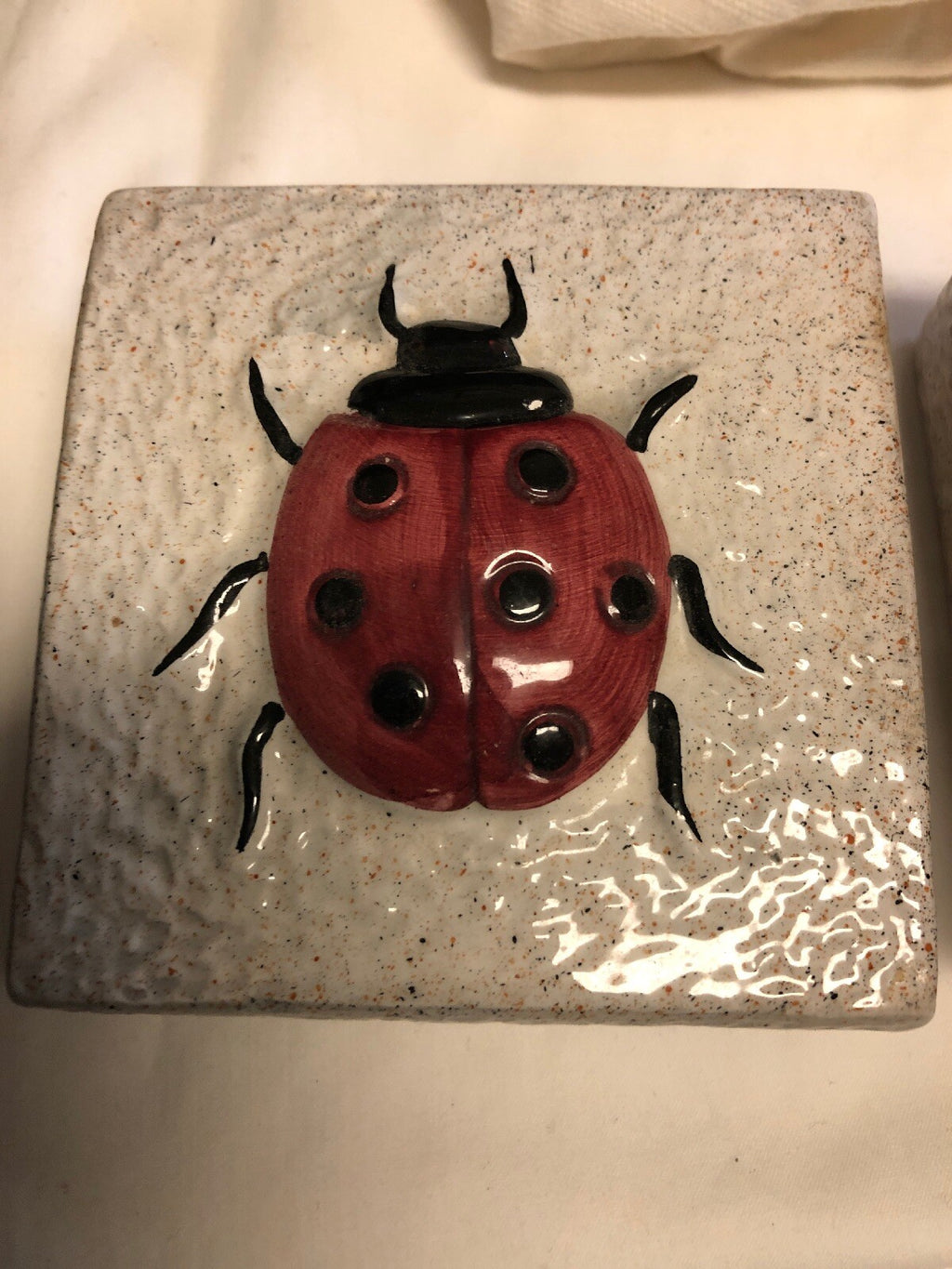 Porcelain Insect Box Red Ladybug Ceramic White Jewelry Container1