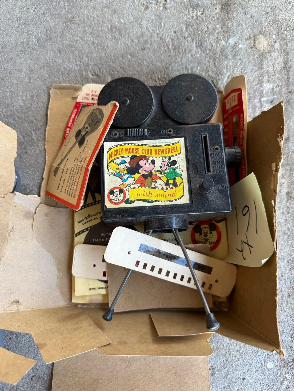 MATTEL  MICKEY MOUSE CLUB NEWSREEL  WITH BOX  1950'S  WALT DISNEY LOT OF TWO2