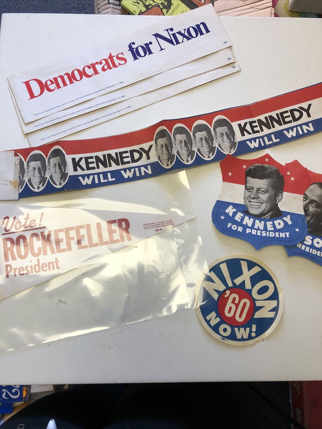 Lot 8: JFK Kennedy Nixon Rockefeller sticker for president Political Memorabilia6