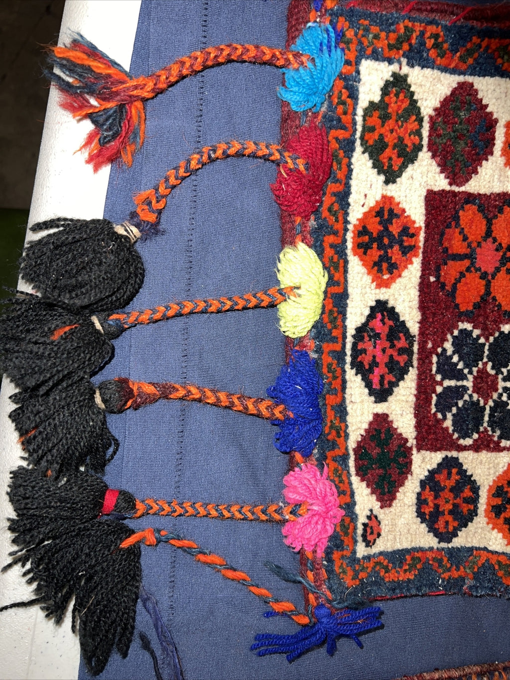 Vintage Hand Made Purse Boho Coachella Hispanic Rug bag Yarn See Description4
