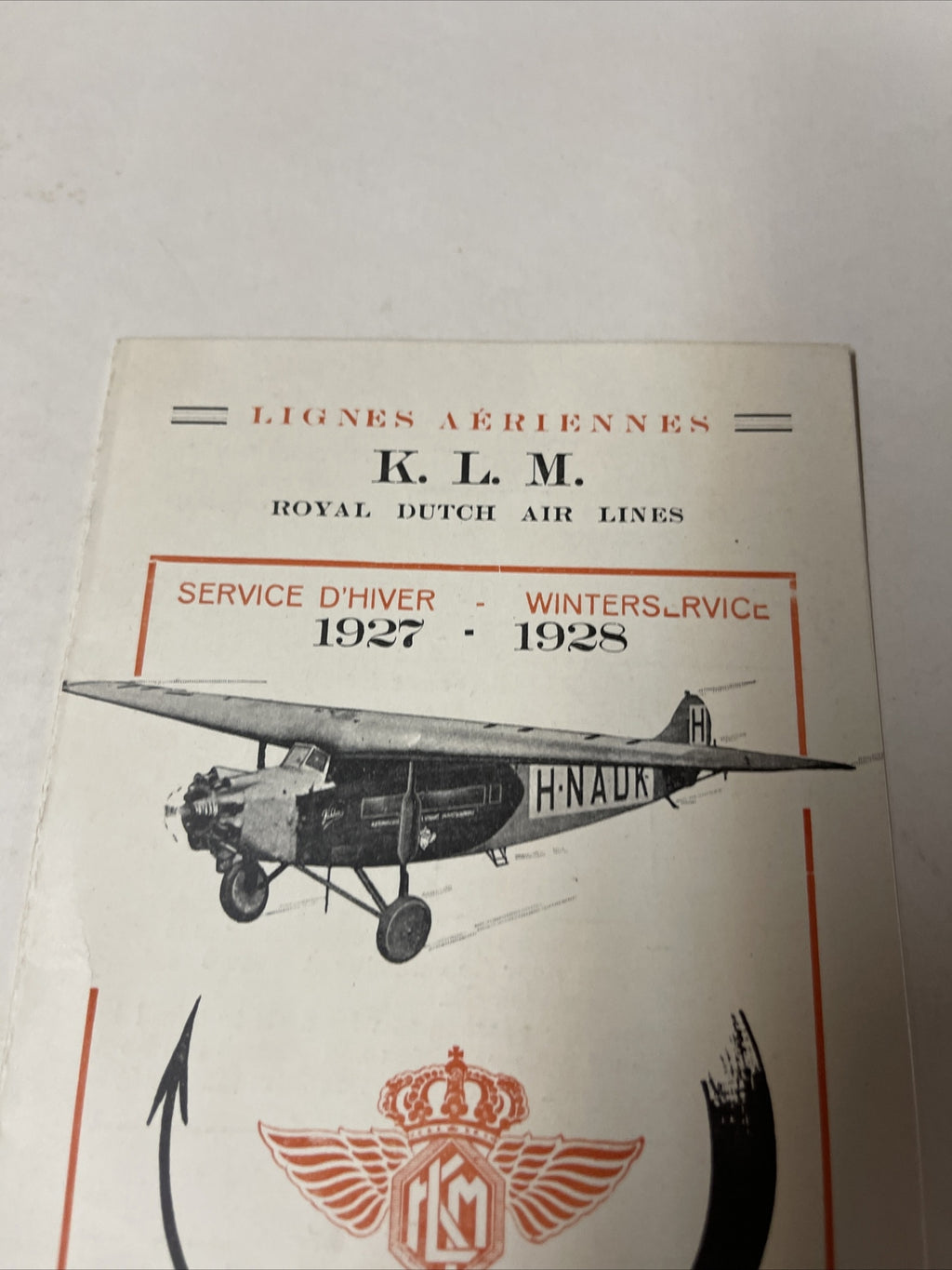 KLM Royal Dutch September 1927 AIRLINE TIMETABLE SCHEDULE Brochure flight cover1