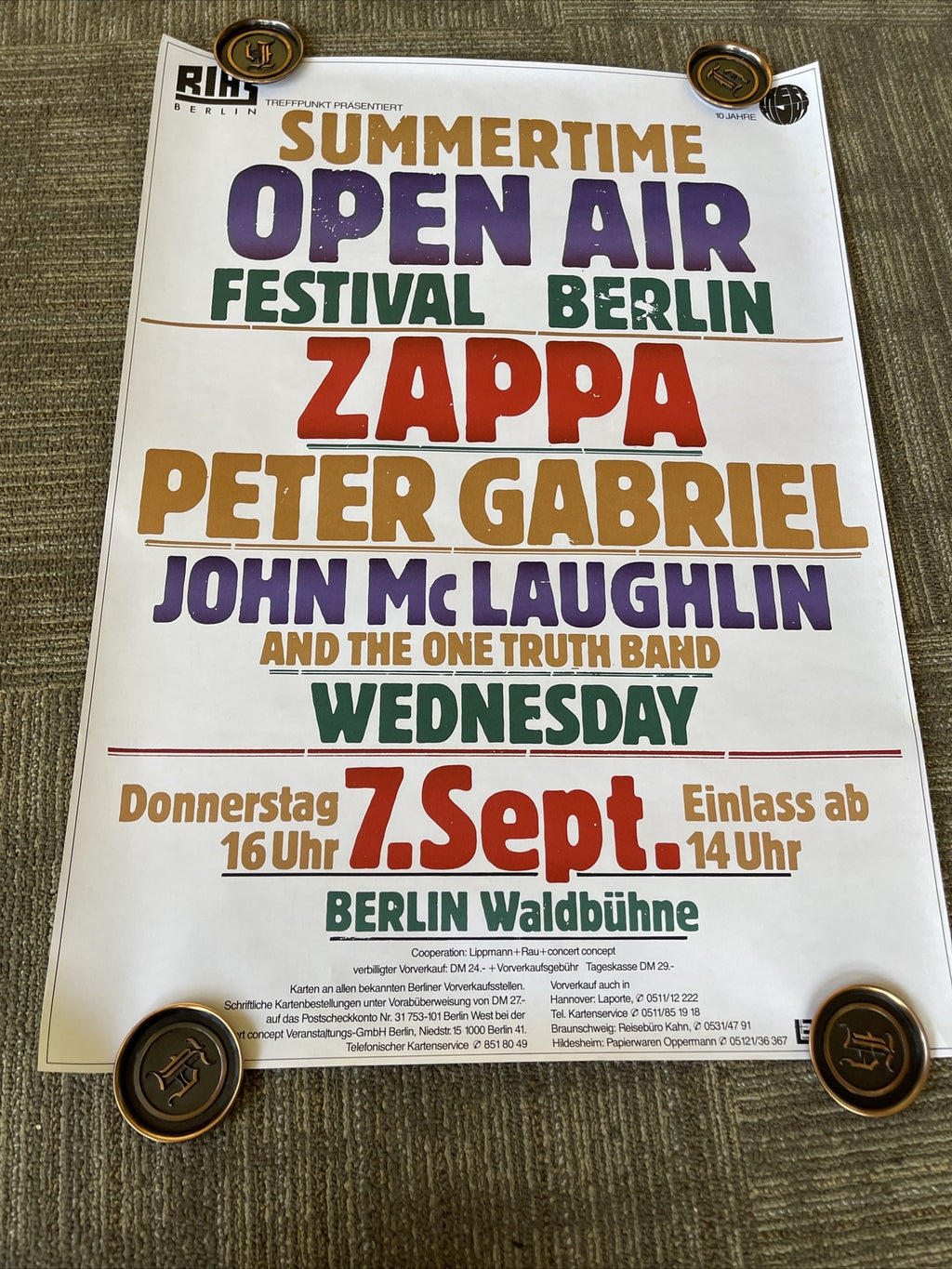#197 1978 ORIGINAL POSTER FRANK ZAPPA SUMMERTIME OPEN AIR FESTIVAL BERLIN 33x237