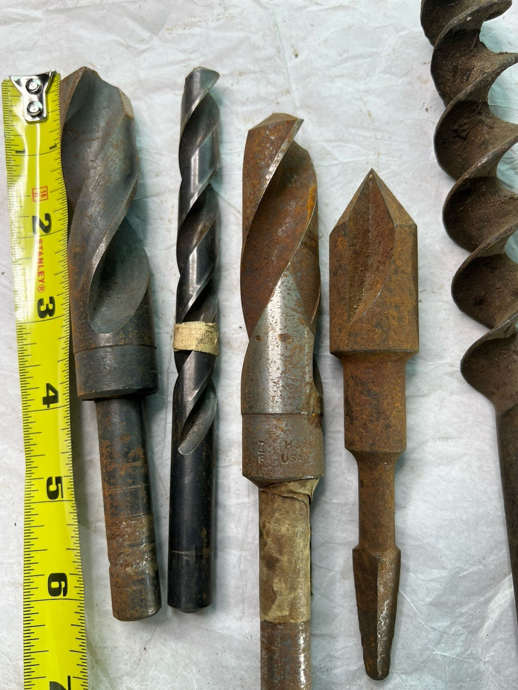 Lot of 5 Vintage Heavy-Duty Drill Bits – 1" to 1-1/4" Twist, Auger, Machinist2