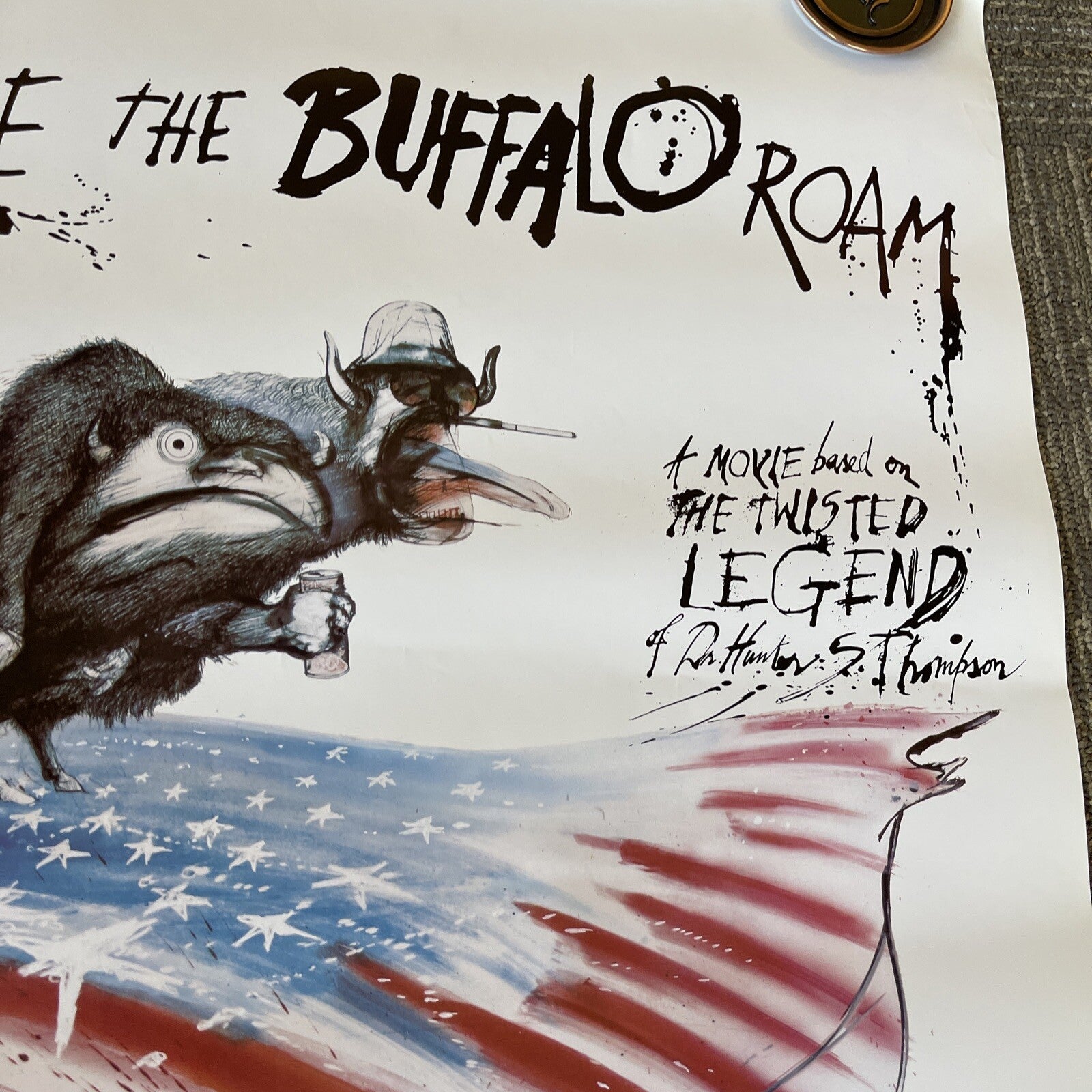 WHERE THE BUFFALO ROAM 1980 HUNTER  S THOMPSON Promo Poster Noel Young #493