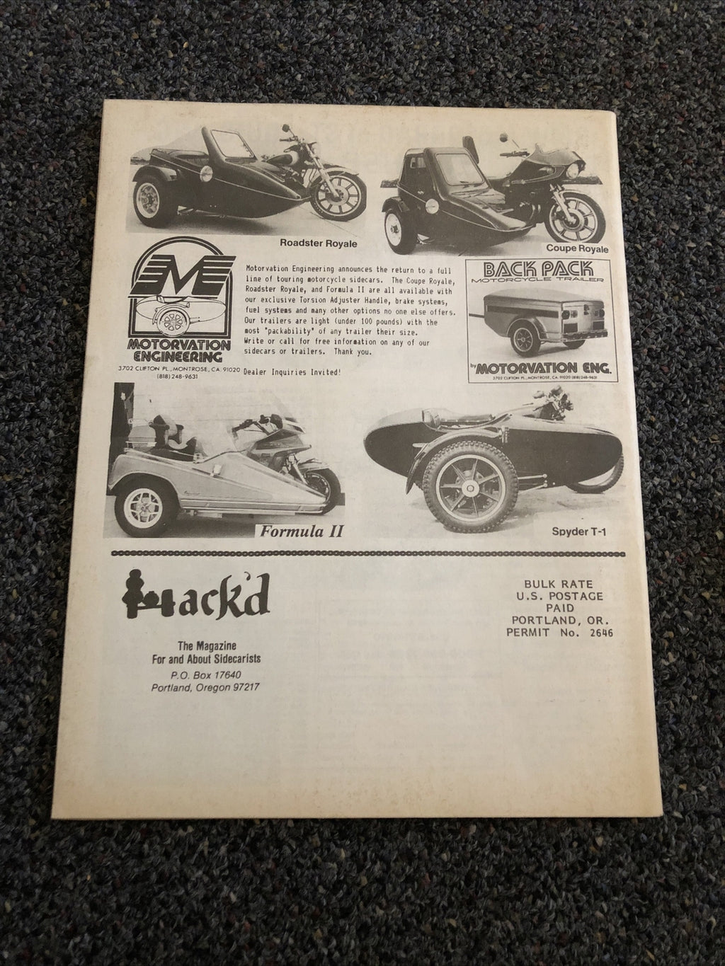 Vintage Hack'd The Magazine For & About Sidecarists Summer 1989 Vol. 6 #11