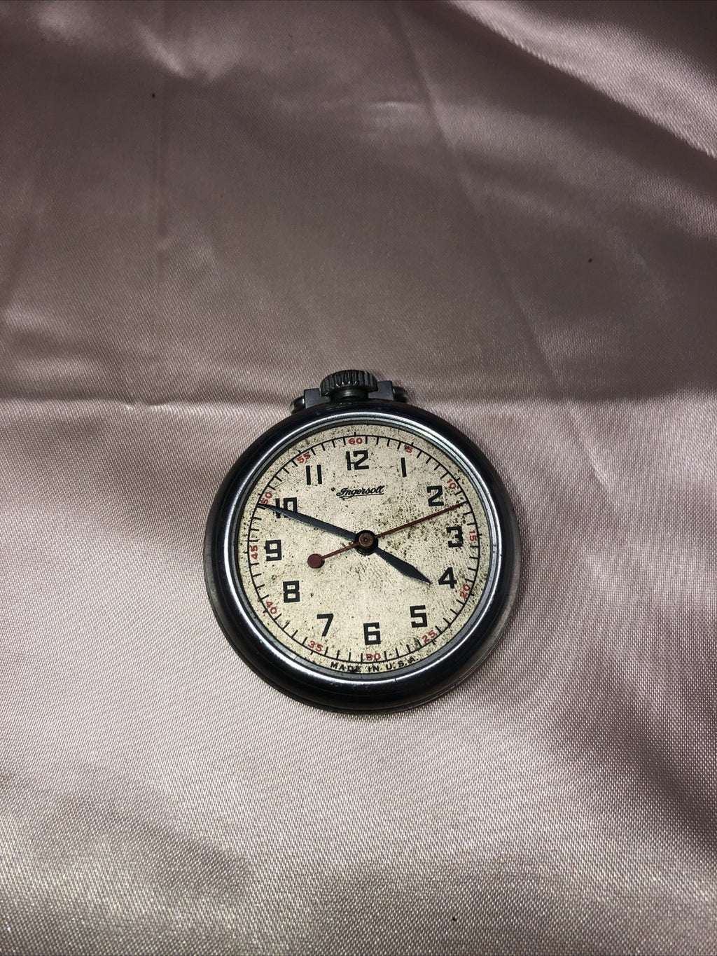 Antique Ingersoll Pocket Watch For Parts Or Repair Missing Front Cover0