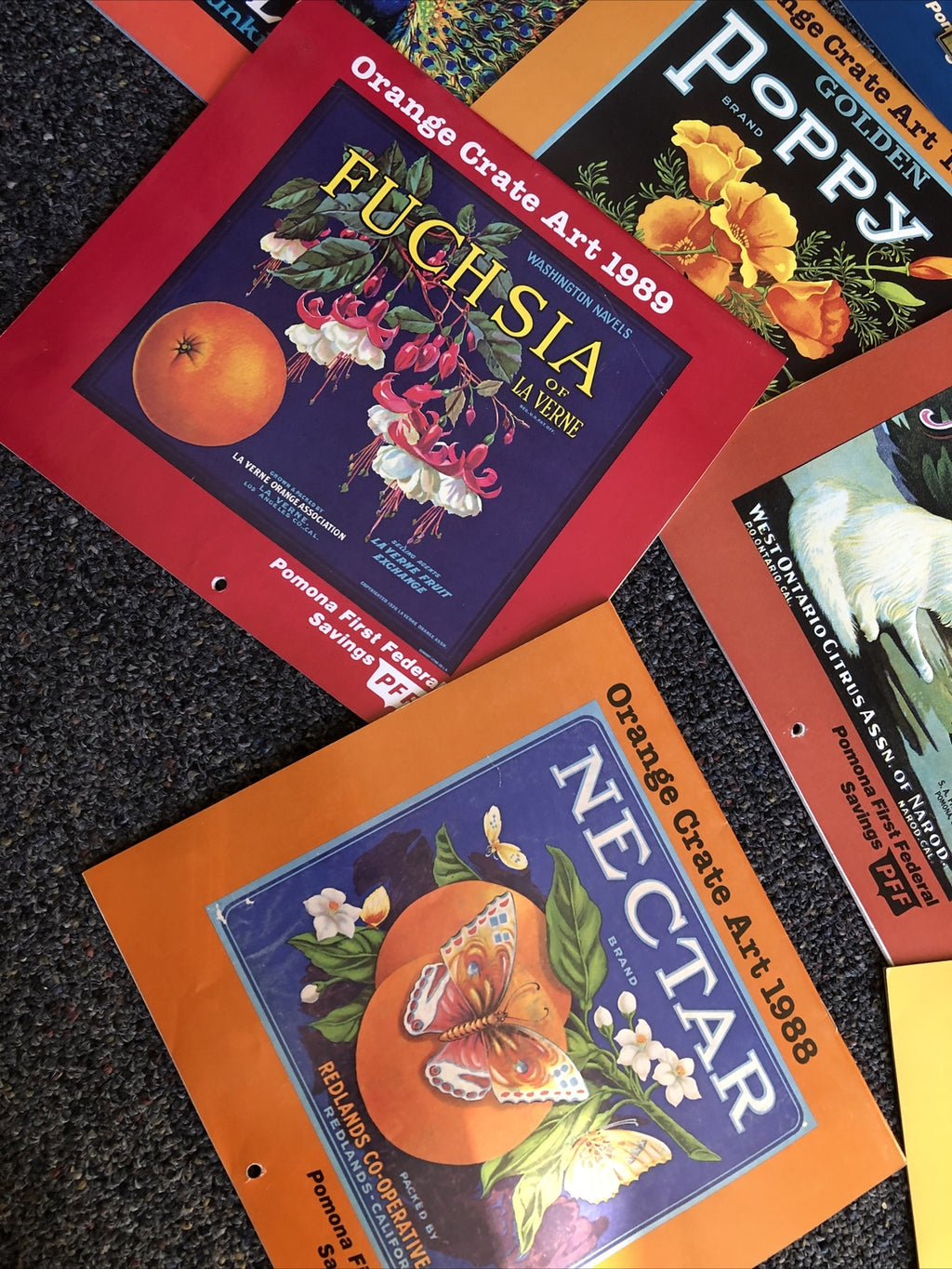 Lot Of 10 Pomona First Federal Savi Orange Crate Art Calendars 1980-19896