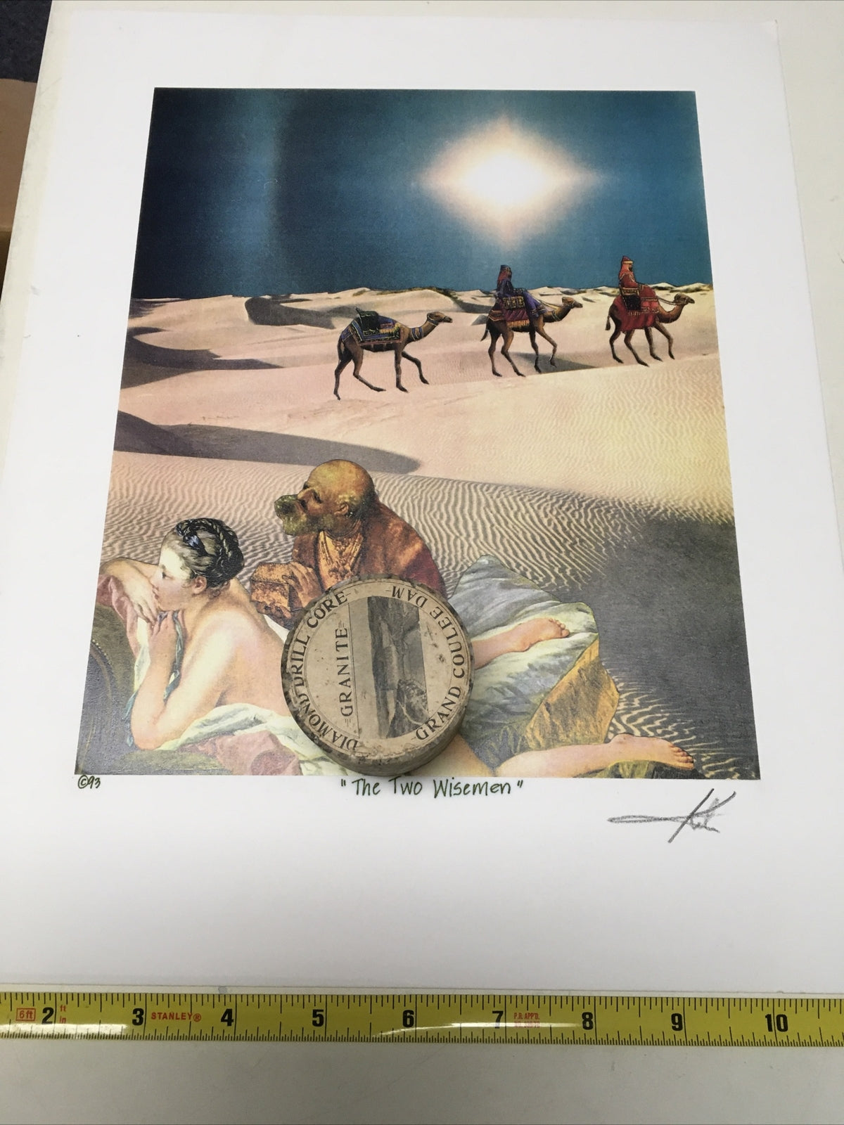 1993 Artist BARRY KITE Signed Art Print “Two Wise Men” Pop Art, Satire, 14”x11”5