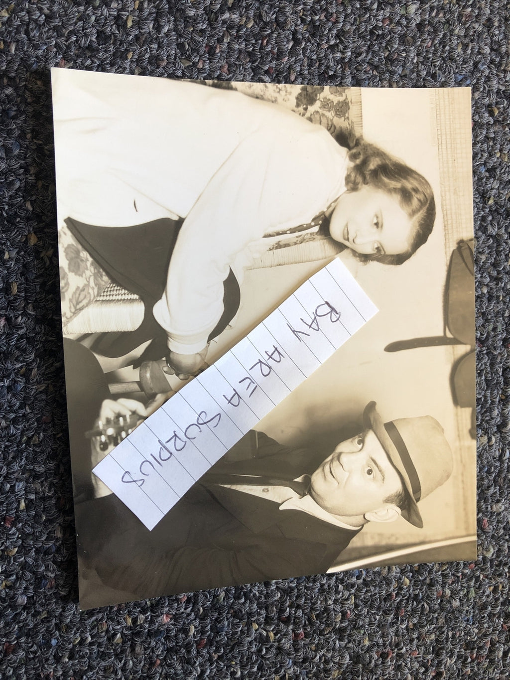 Rare Original Unpublished Of Barbara Stanwyck & Ukulele Ike 6.5”x5.5” Candid0