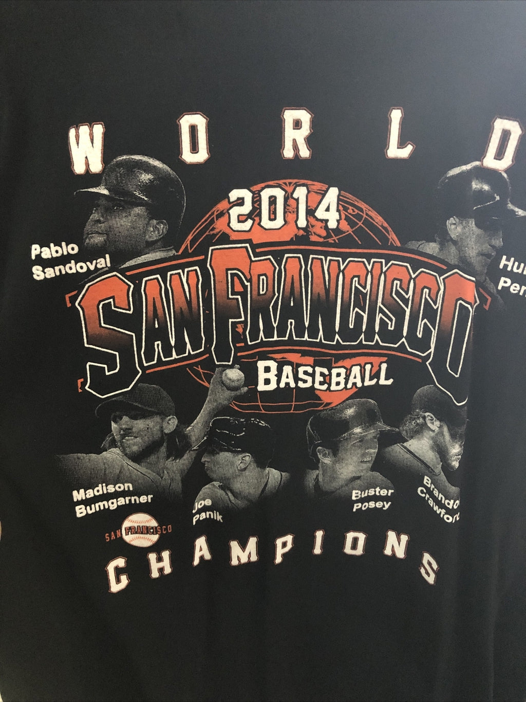 2014 World Champions San Francisco Giants Black Baseball Baseball Shirt Size XL2