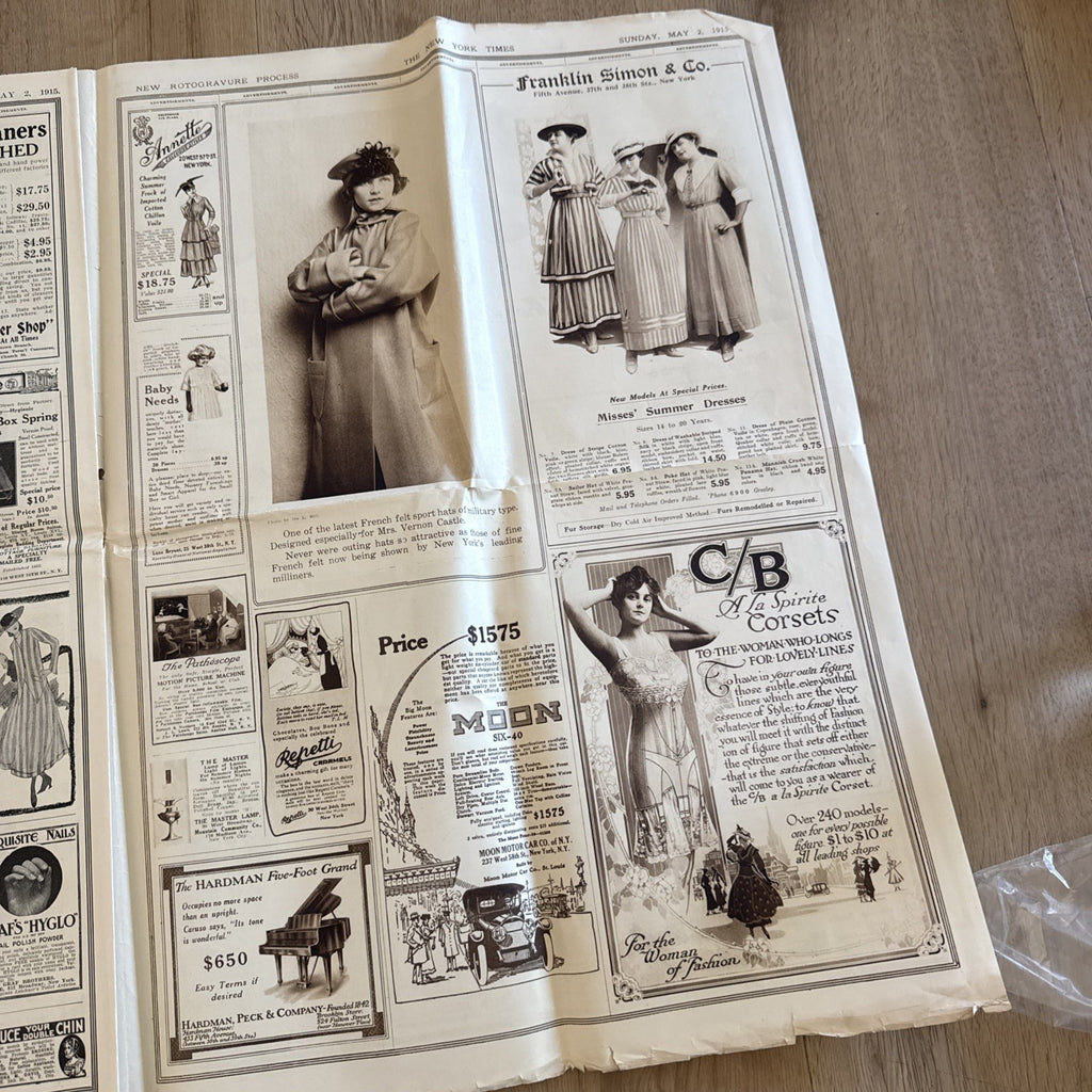 1915 antique NEW YORK TIMES rotogravure PARADE WWI SHIPS ADS FASHION4