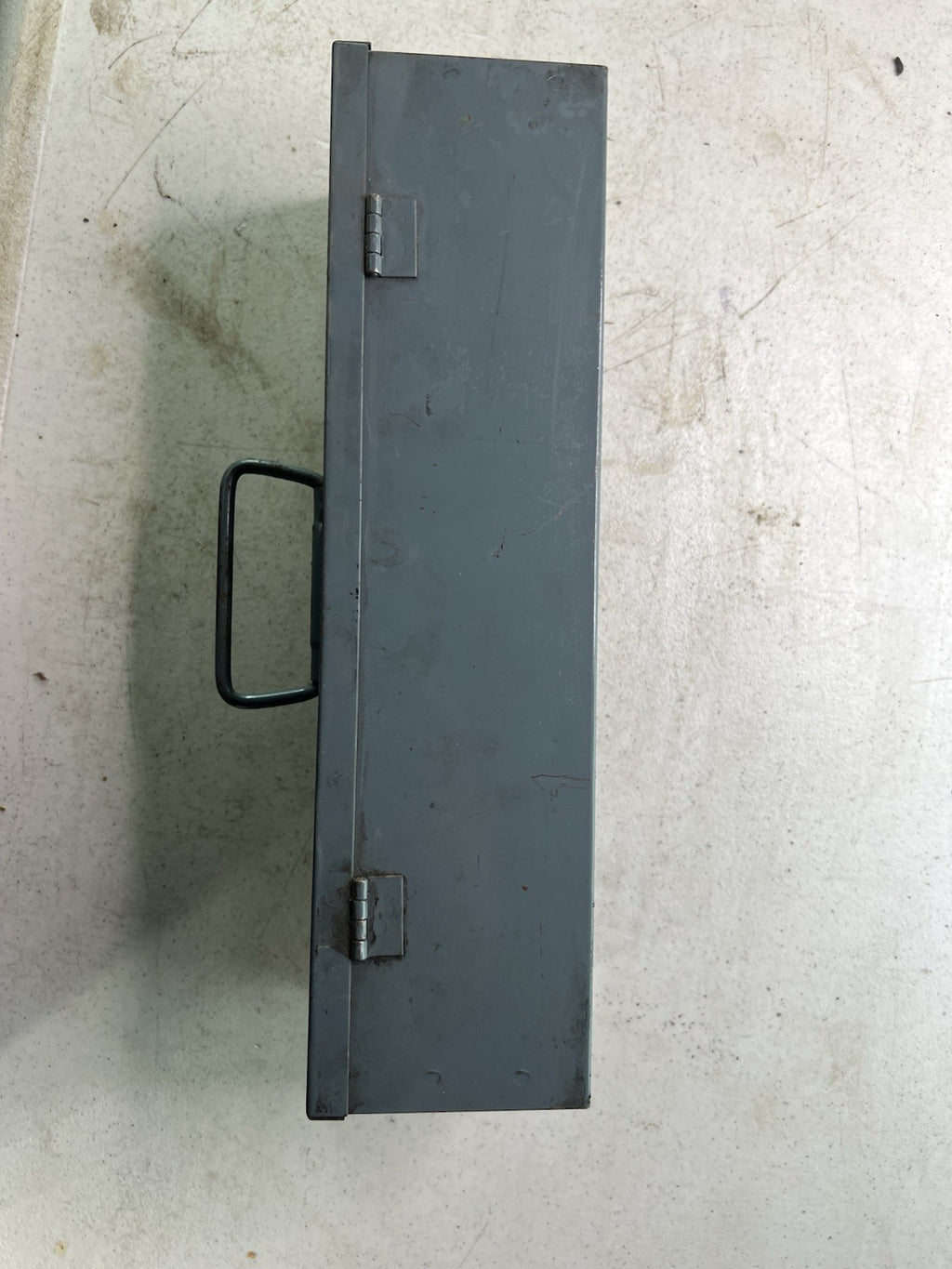 Vintage Sunnen Metal Toolbox Storage Case 13.5 “ Industrial Steel Organizer USA2