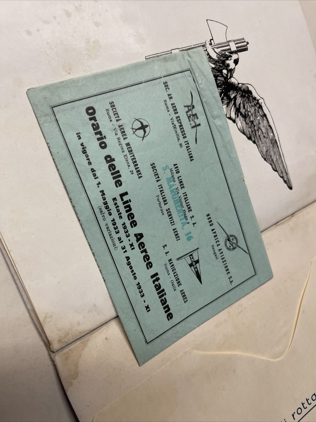 Aero Espresso Italia 1931 AIRLINE TIMETABLE SCHEDULE Brochure flight Map Book9